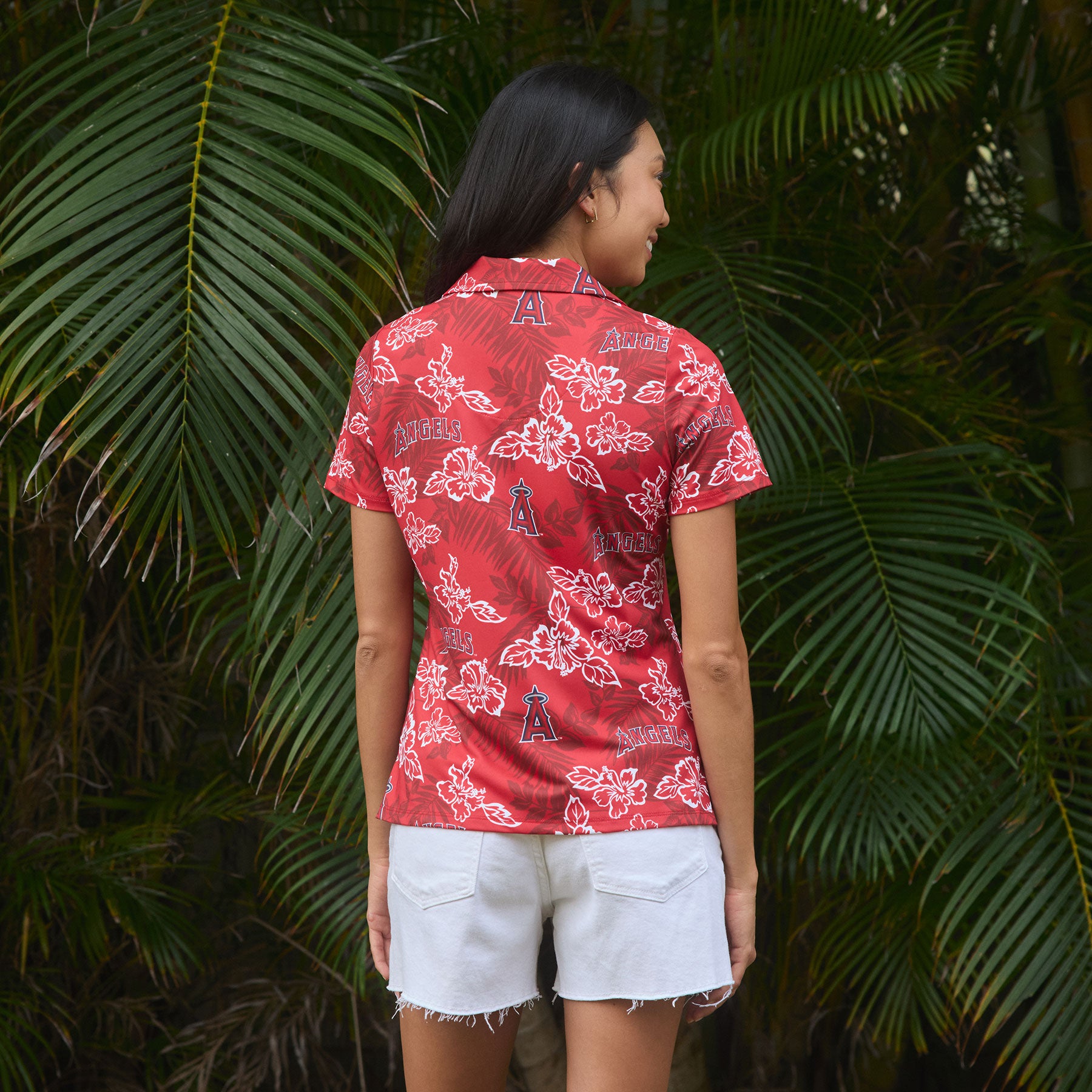 Reyn Spooner WOMEN'S LOS ANGELES ANGELS PUA PERFORMANCE POLO in RED