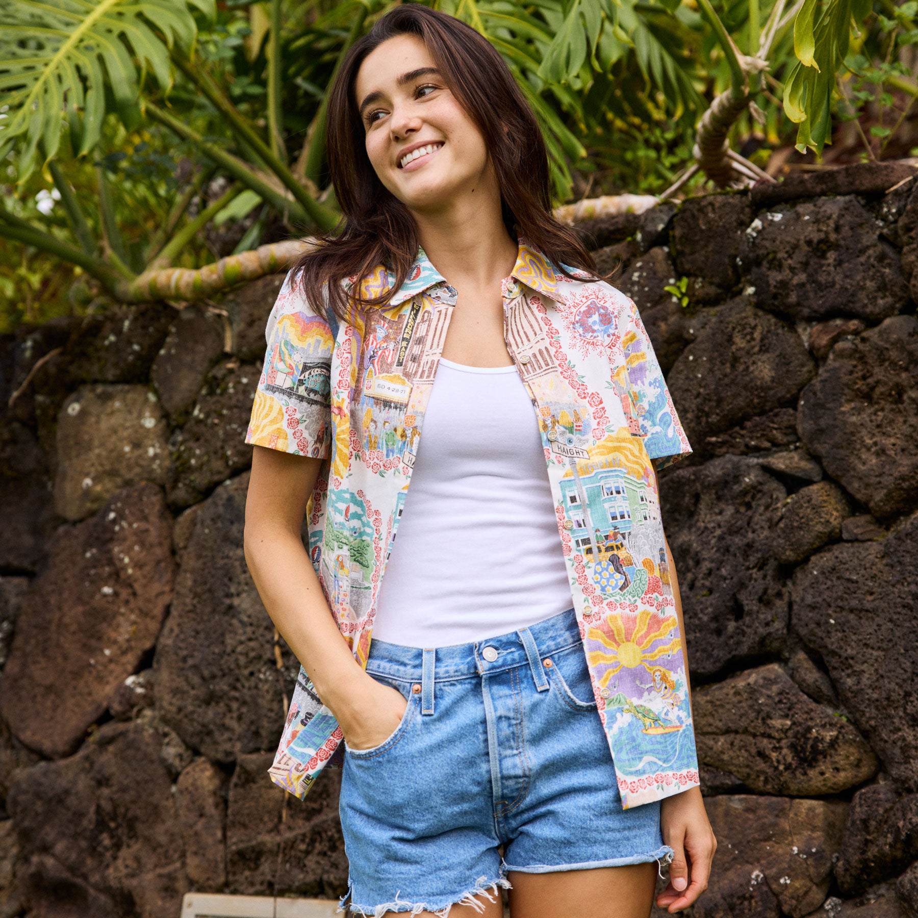 Reyn Spooner GRATEFUL DEAD LEGENDARY SHOWS ABBY TOP in WHITE