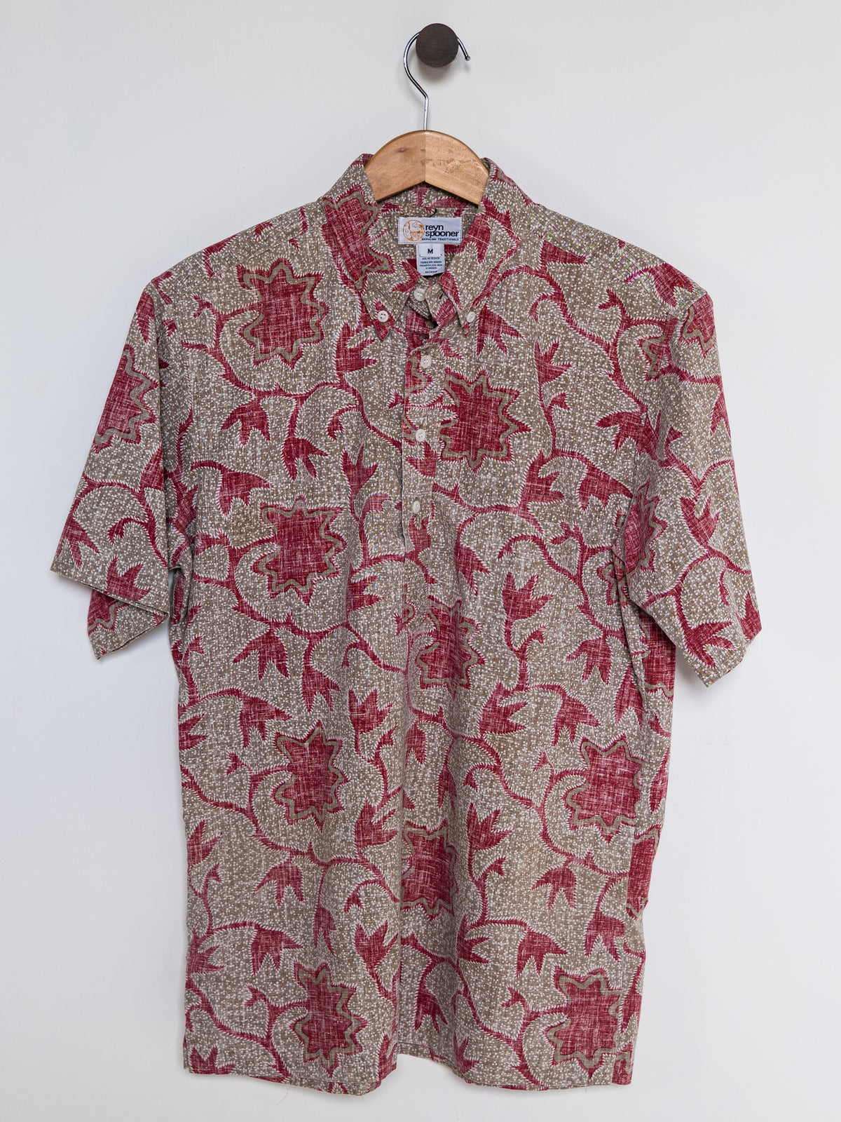 Reyn Spooner 1982 SINGAPORE ROSE ALOHA SHIRT in RED