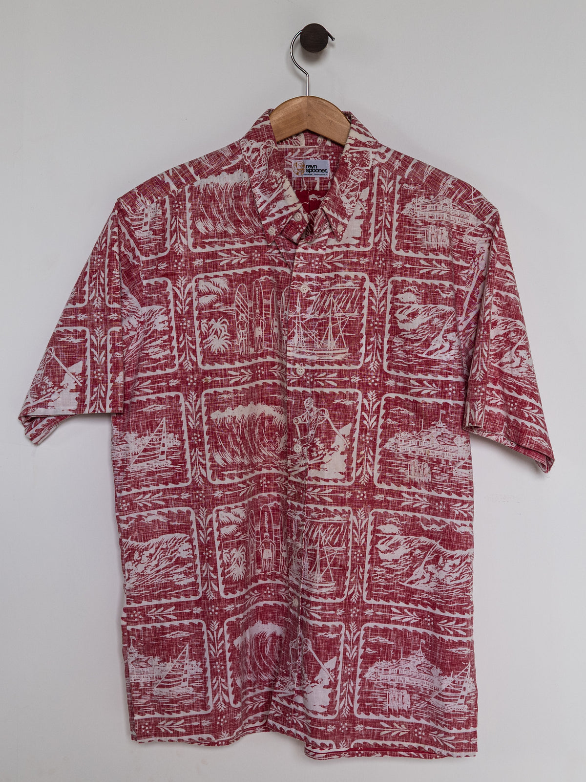 Reyn Spooner 1989 SPOONER SPORTSMAN ALOHA SHIRT in RED