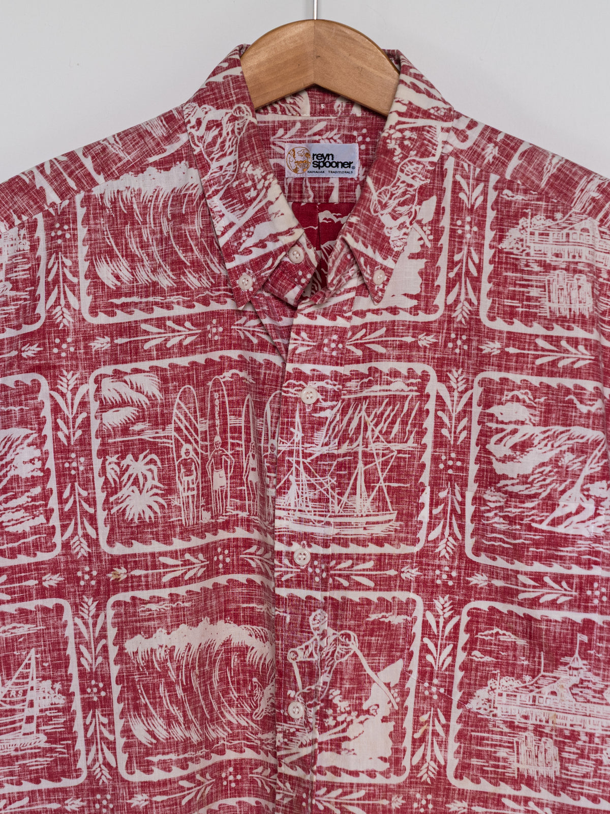 Reyn Spooner 1989 SPOONER SPORTSMAN ALOHA SHIRT in RED