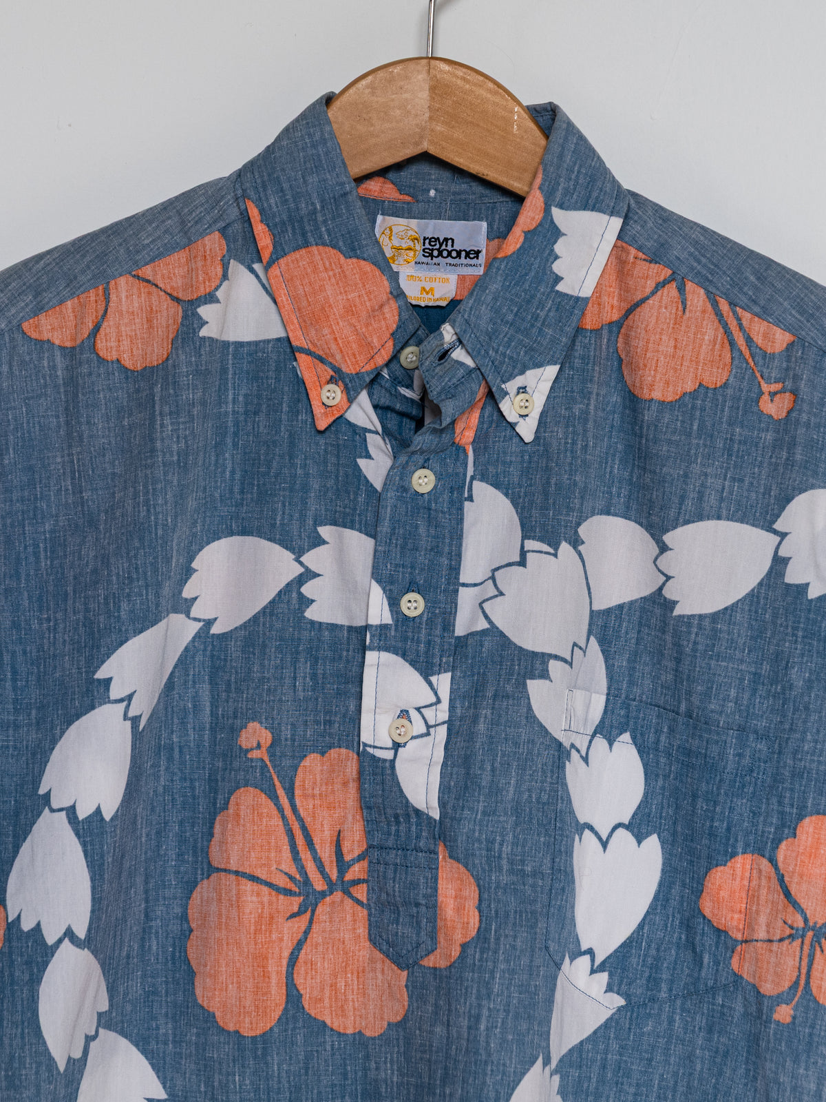 Reyn Spooner 1986 TAHITIAN TUBEROSE ALOHA SHIRT in BLUE