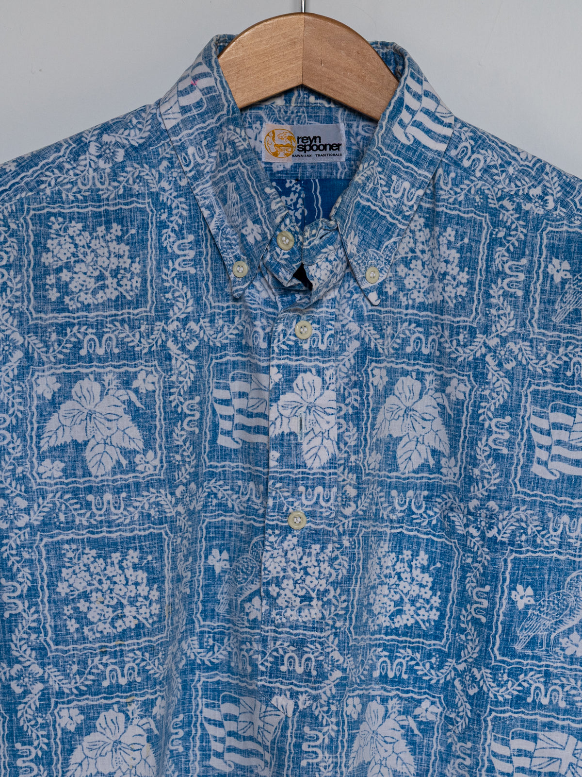 Reyn Spooner 1980s LAHAINA SAILOR ALOHA SHIRT in BLUE