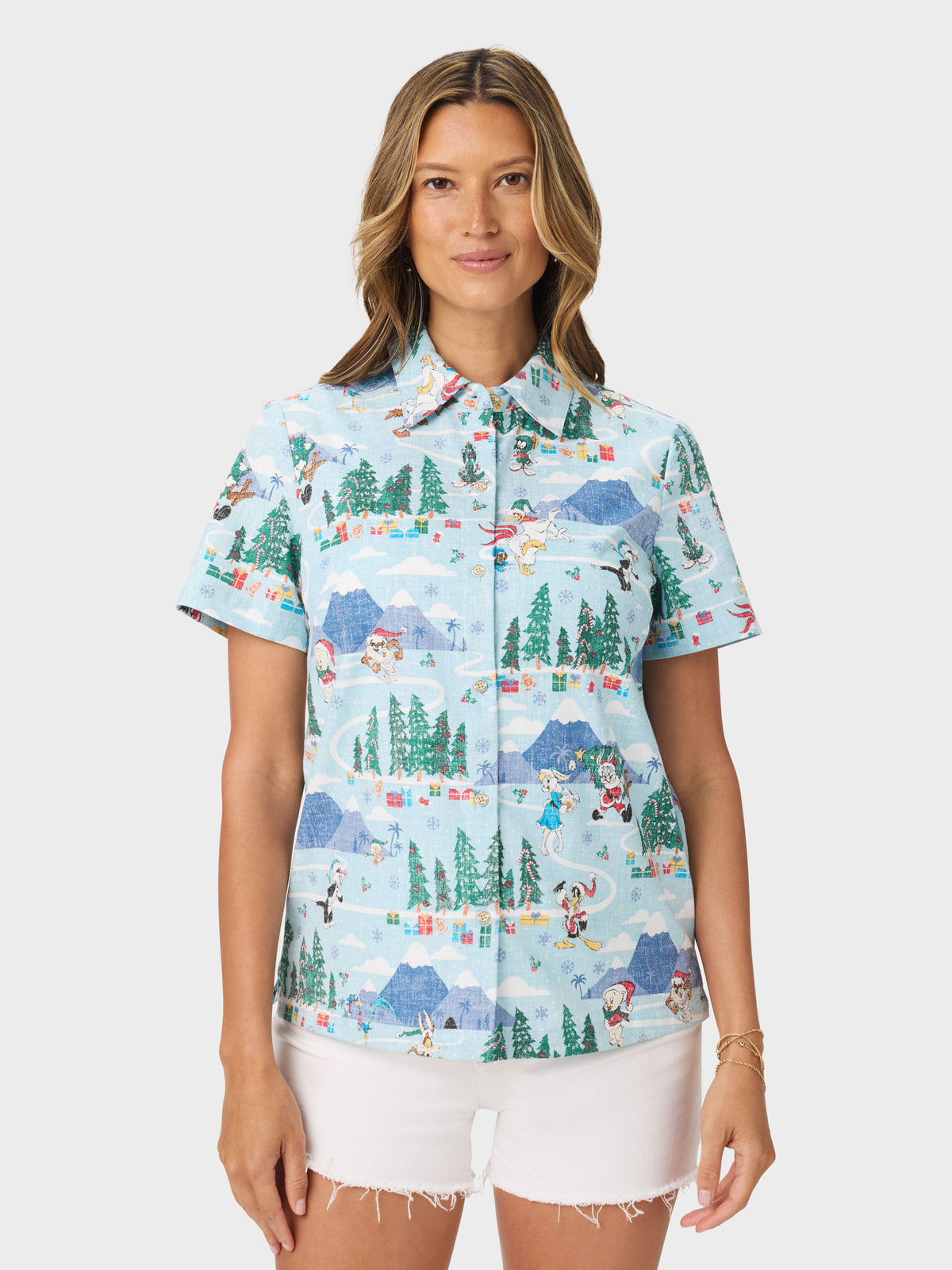 Reyn Spooner A LOONEY TUNES CHRISTMAS ABBY TOP in BLUE