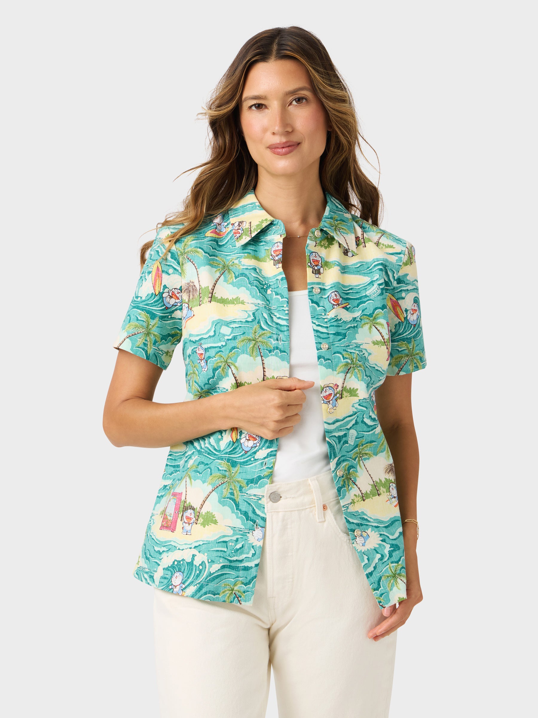 Reyn Spooner ALOHA DORAEMON ABBY TOP in TEAL