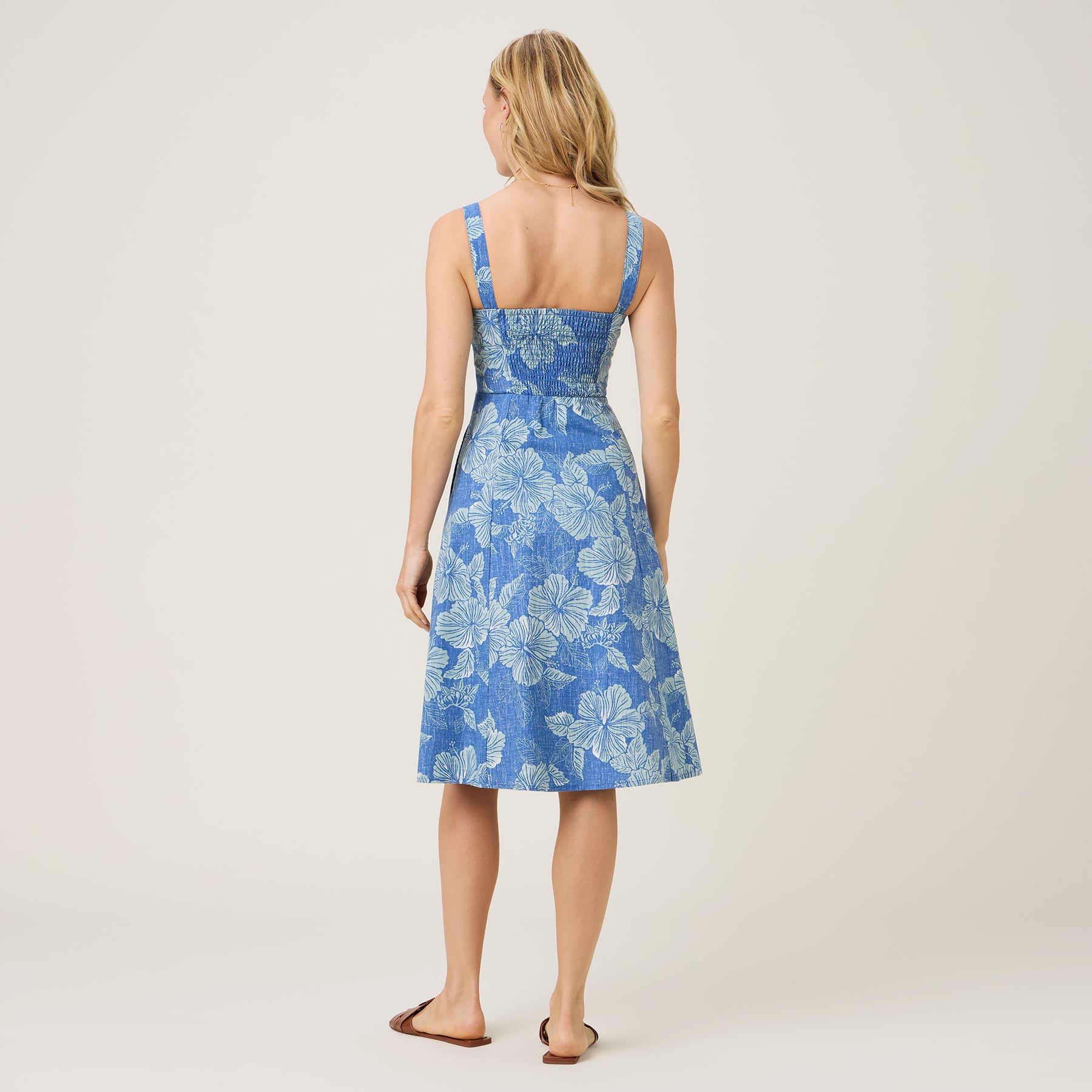 Reyn Spooner ALOHA BISCUS EMELINE DRESS in BLUE HORIZON