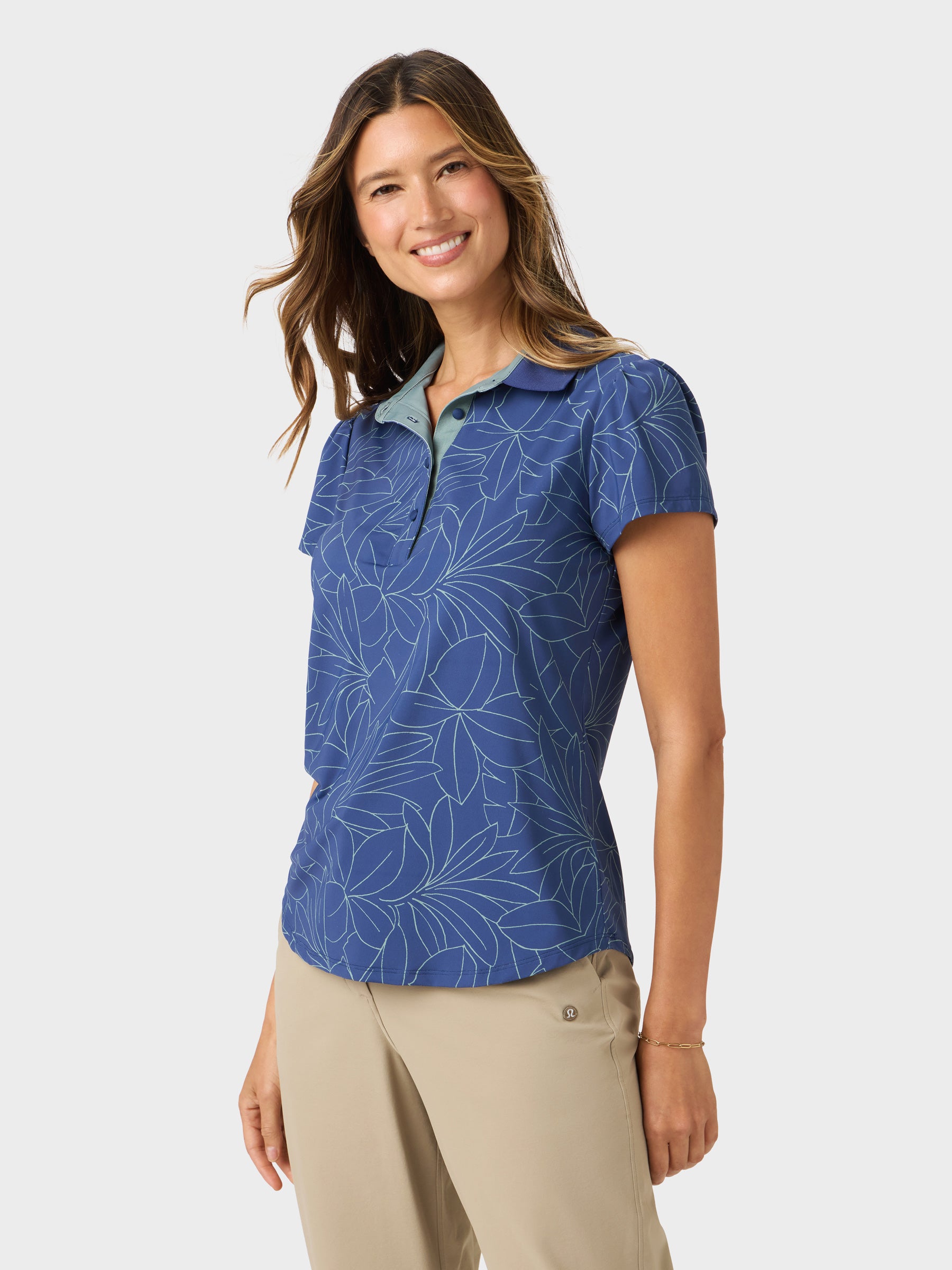 Reyn Spooner BOTANIC BLISS OLIVE PERFORMANCE POLO in NAVY