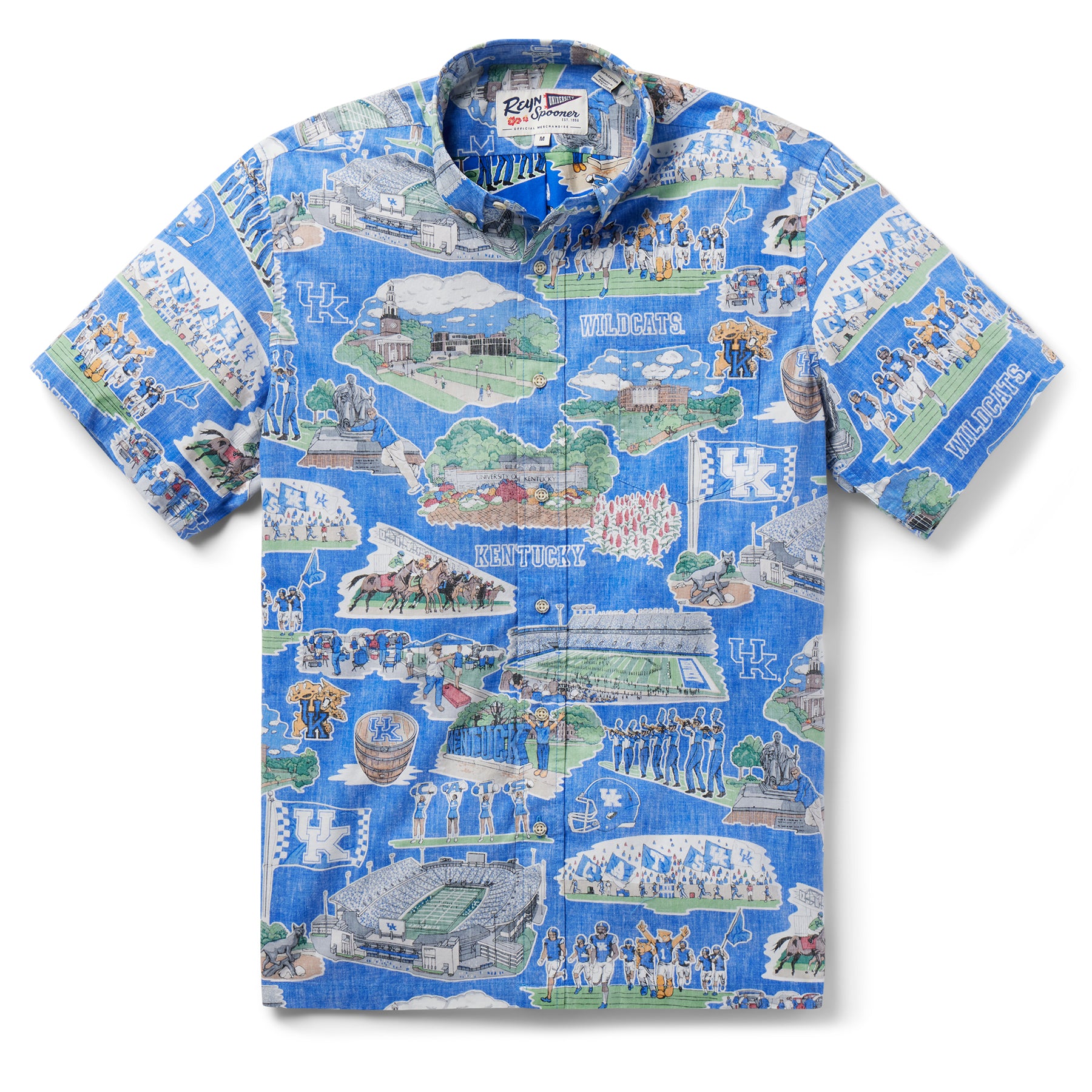 Reyn Spooner UNIVERSITY OF KENTUCKY SCENIC BUTTON FRONT in BLUE