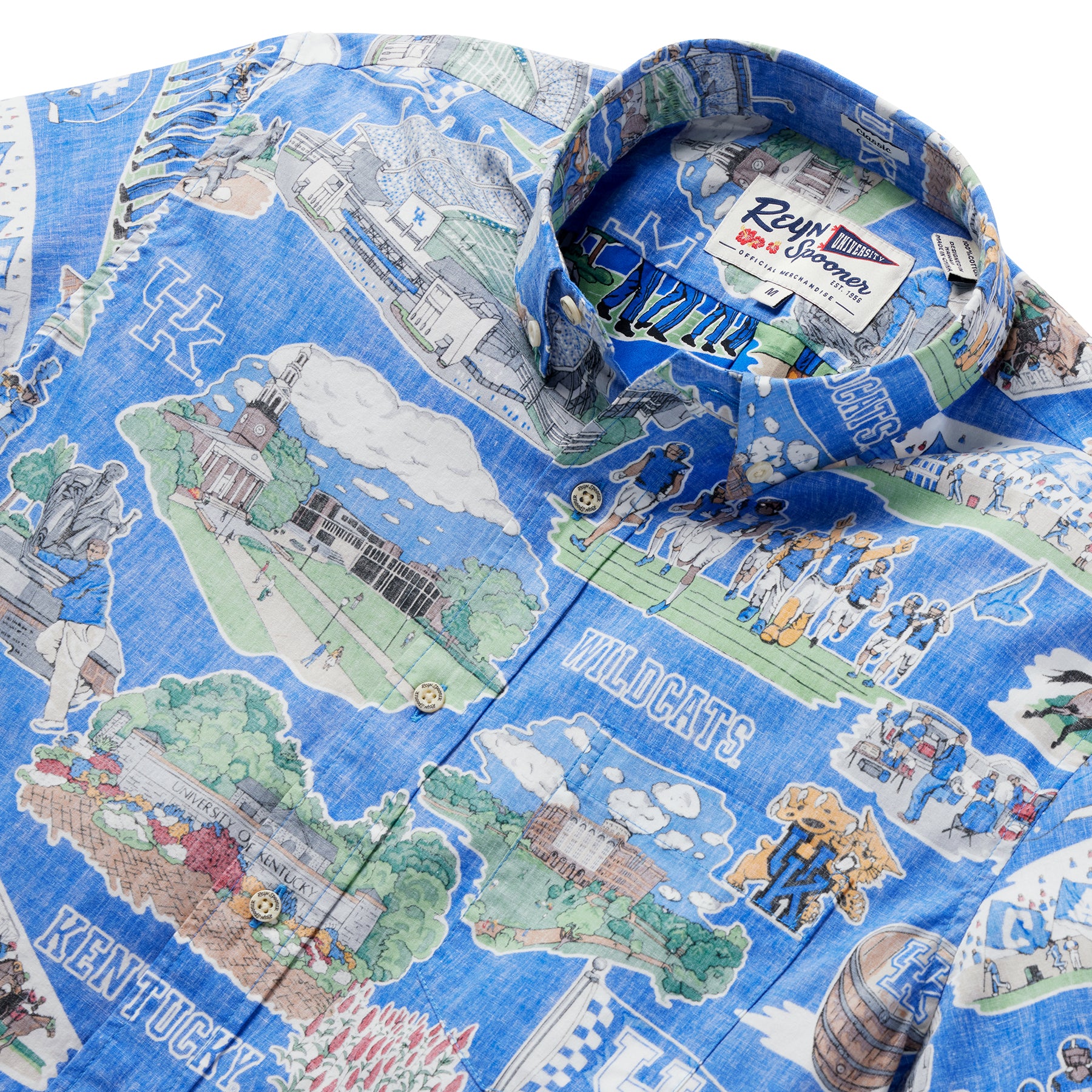 Reyn Spooner UNIVERSITY OF KENTUCKY SCENIC BUTTON FRONT in BLUE