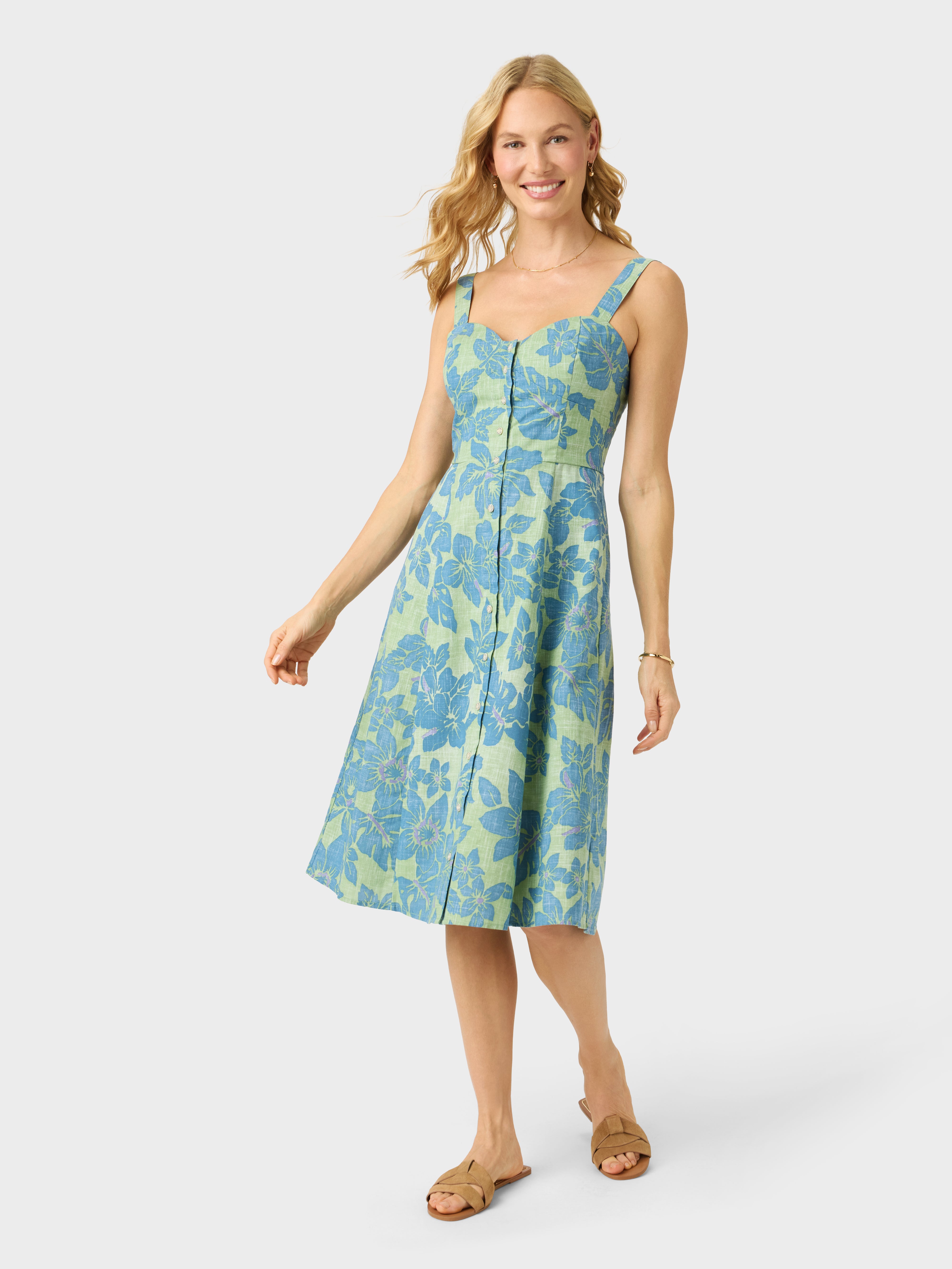 Reyn Spooner COSTA RICA EMELINE DRESS in QUIET GREEN