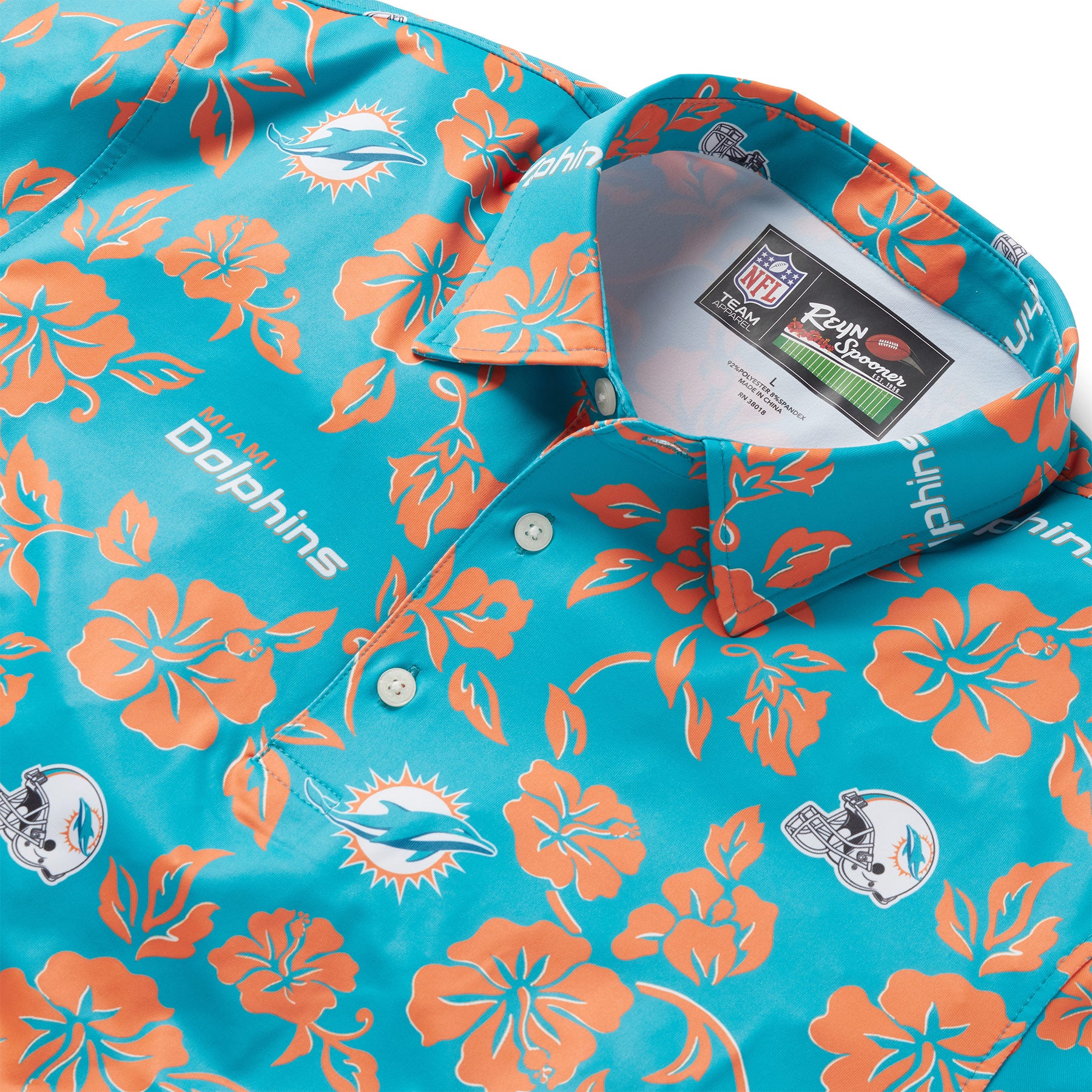 Reyn Spooner MIAMI DOLPHINS PUA PERFORMANCE POLO in AQUA