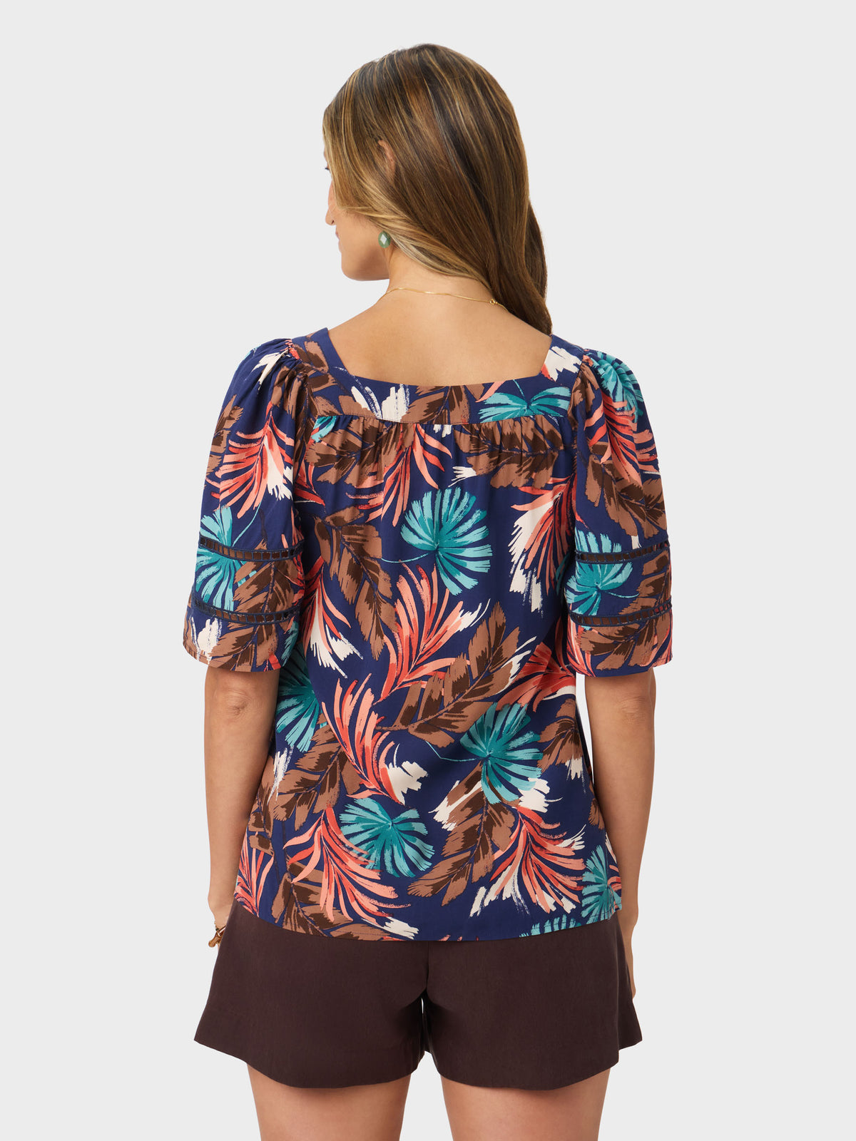 Reyn Spooner FLORAL FANS NADIA TOP in INSIGNIA BLUE
