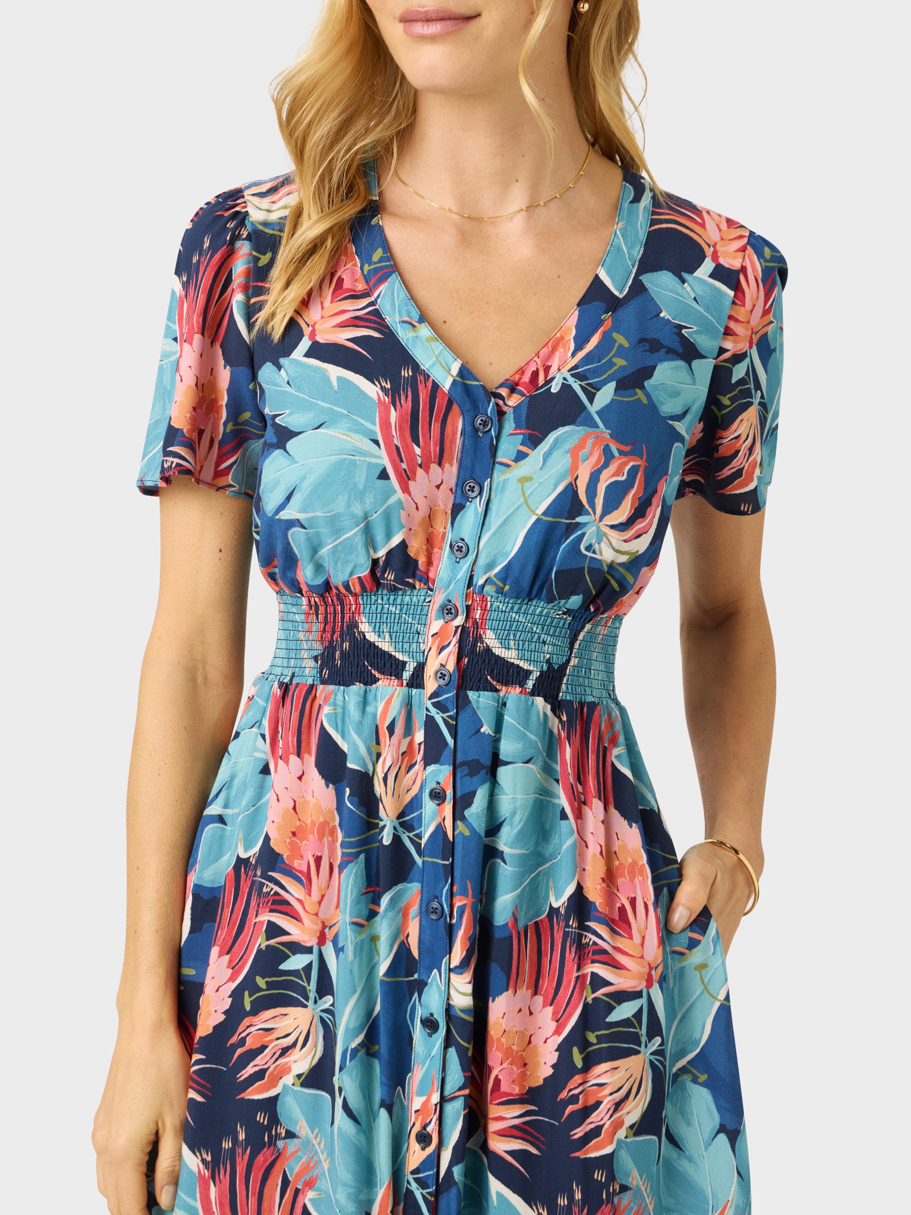Reyn Spooner GLORIOSA LILY HANNAH DRESS in NAVY