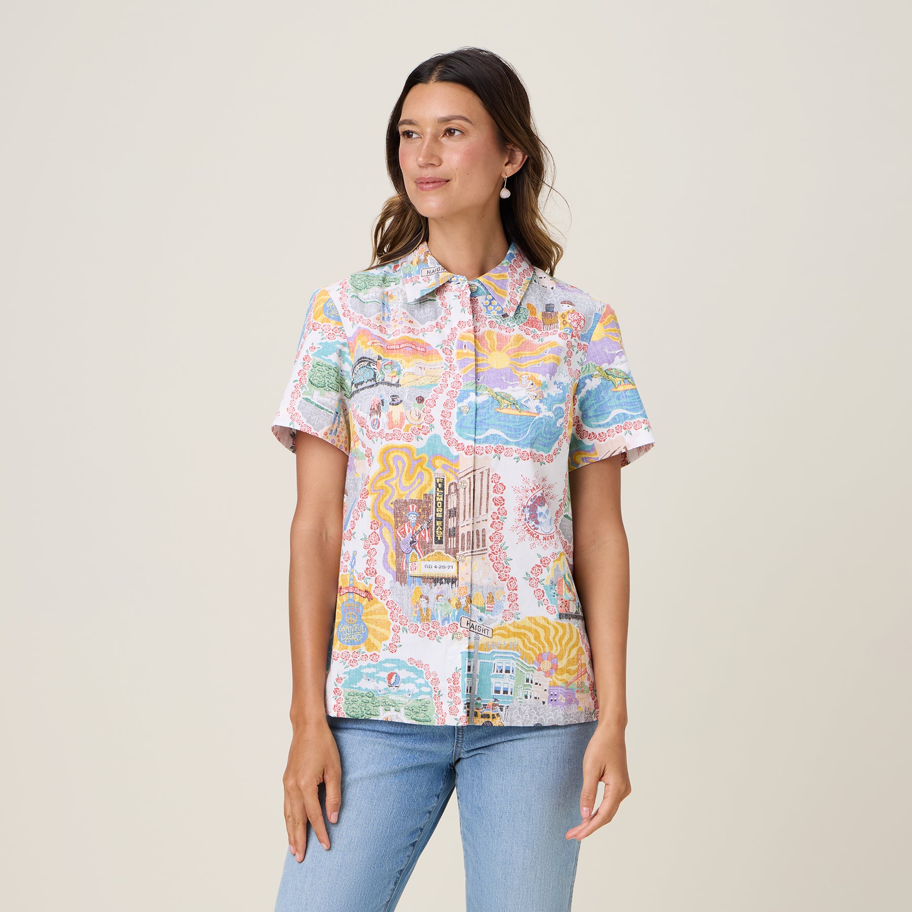 Reyn Spooner GRATEFUL DEAD LEGENDARY SHOWS ABBY TOP in WHITE