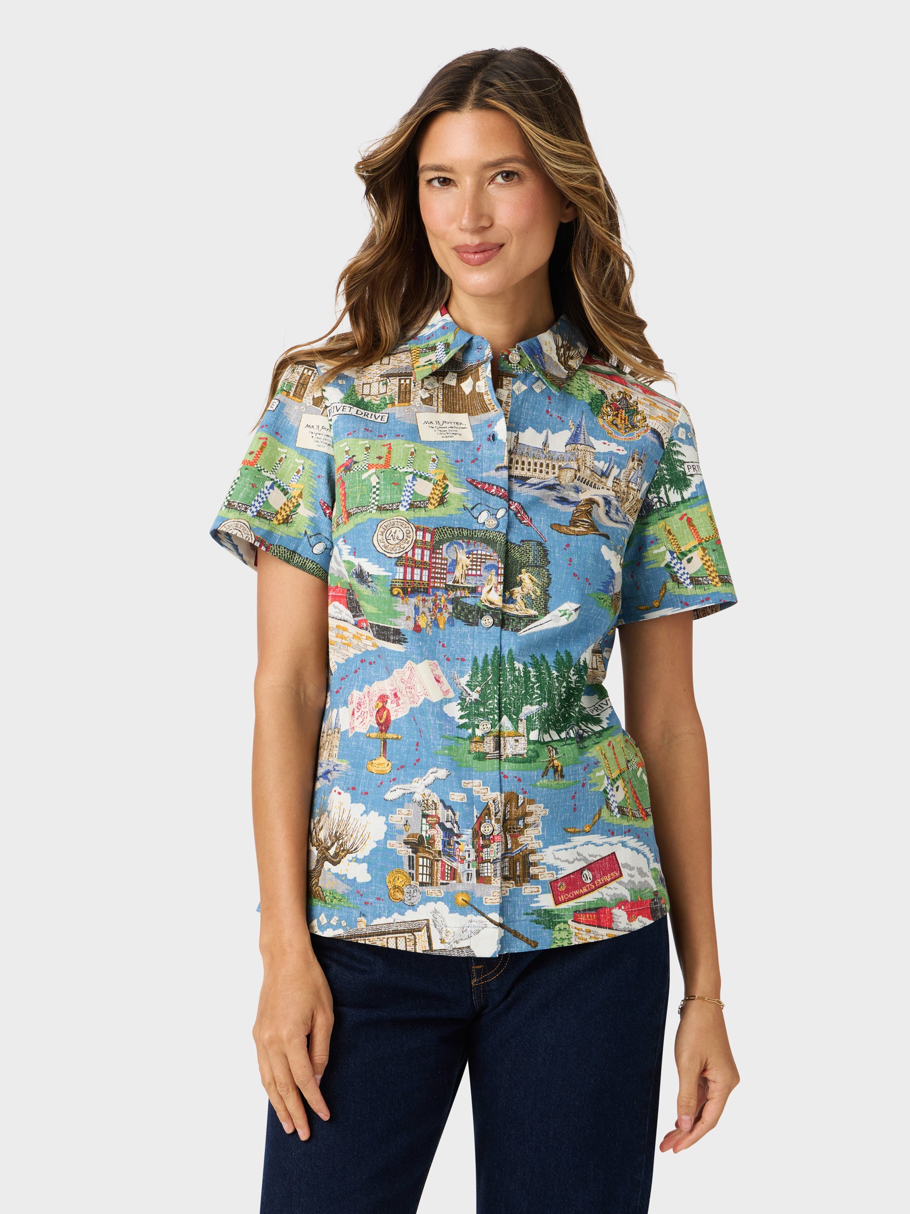 Reyn Spooner HARRY POTTER: HOGWARTS MAGICAL JOURNEY ABBY TOP in CAPTAIN'S BLUE