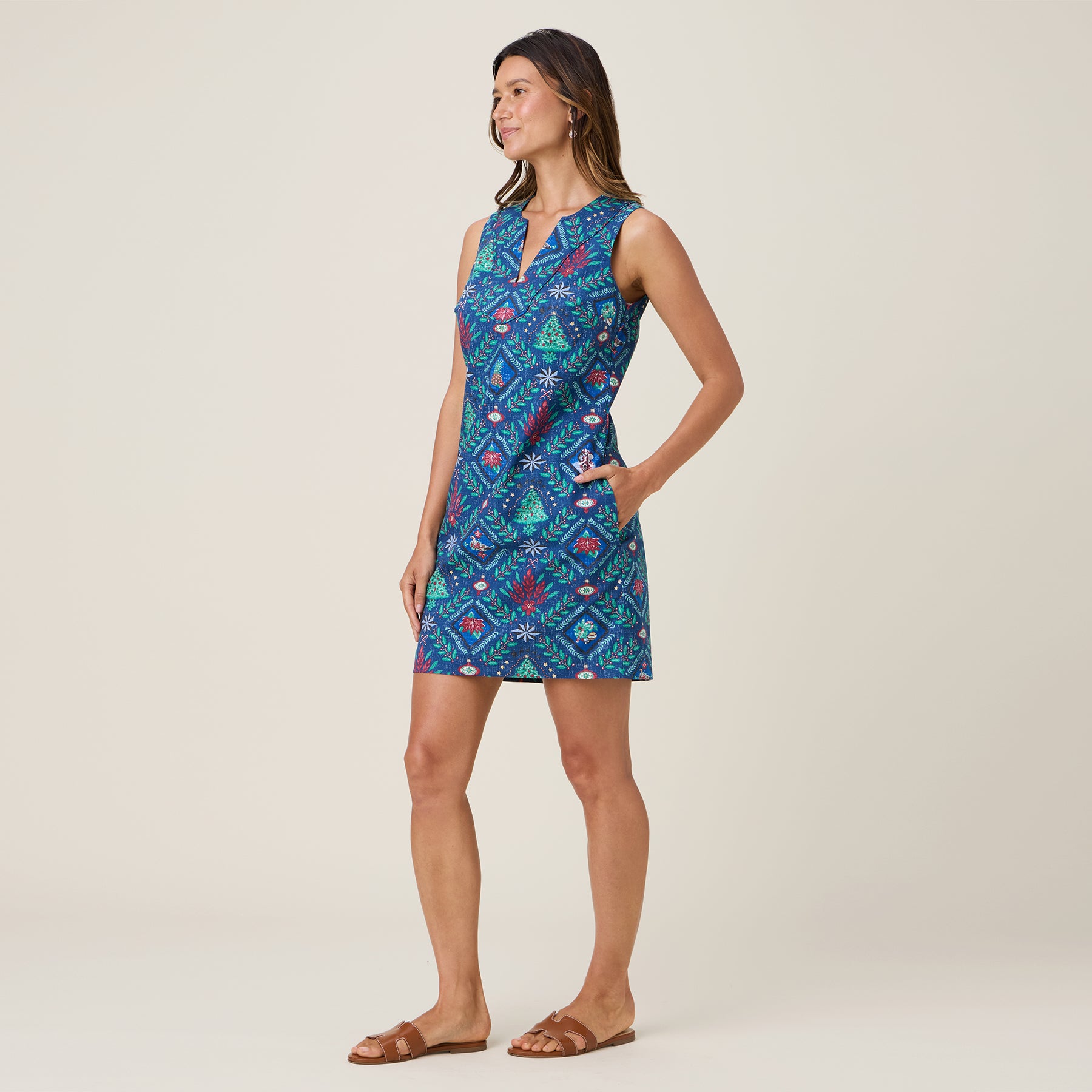 Reyn Spooner HAWAIIAN CHRISTMAS 2025 LYDIA DRESS in NAVY