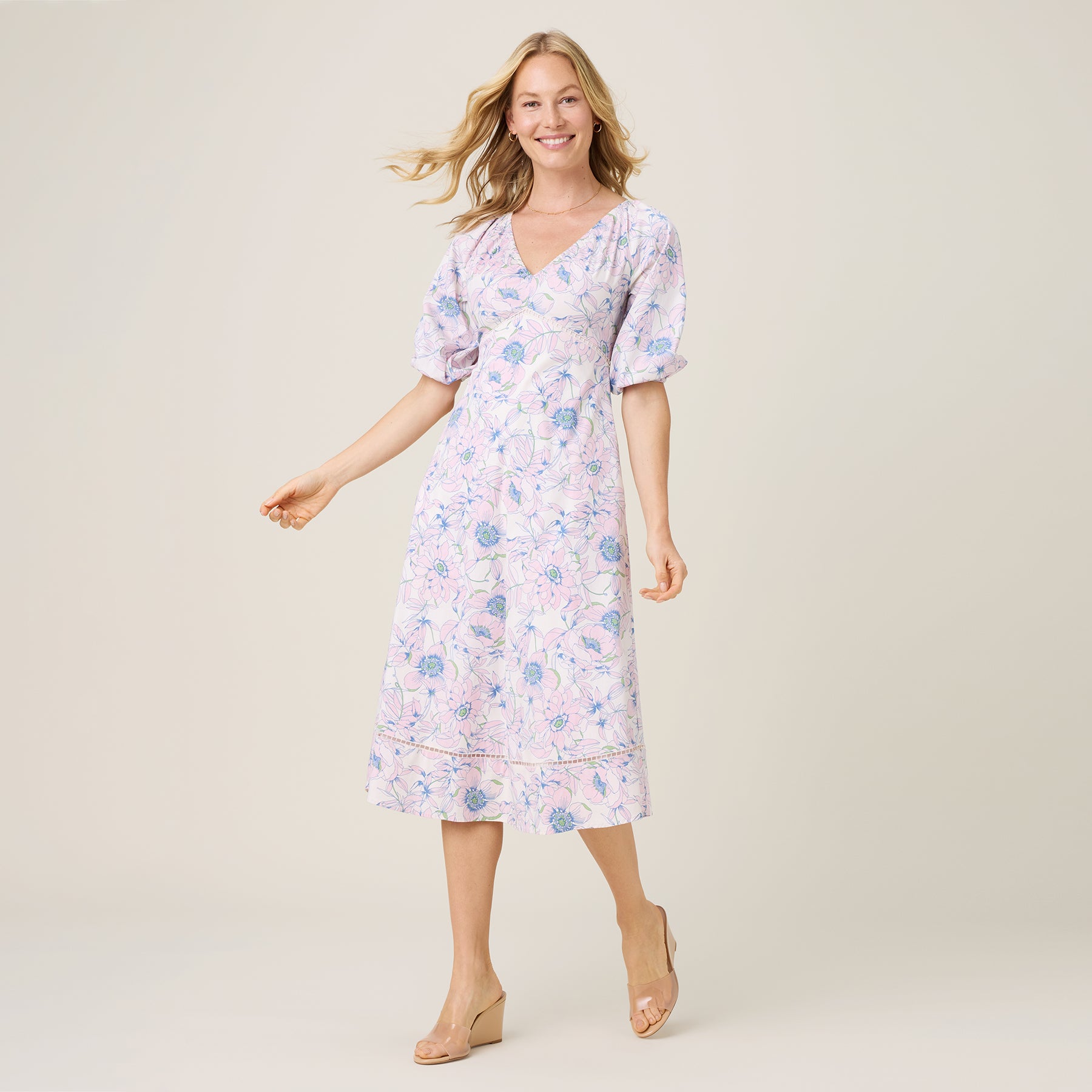 Reyn Spooner HO'OMALUHIA GARDEN ARIA DRESS in OFF WHITE