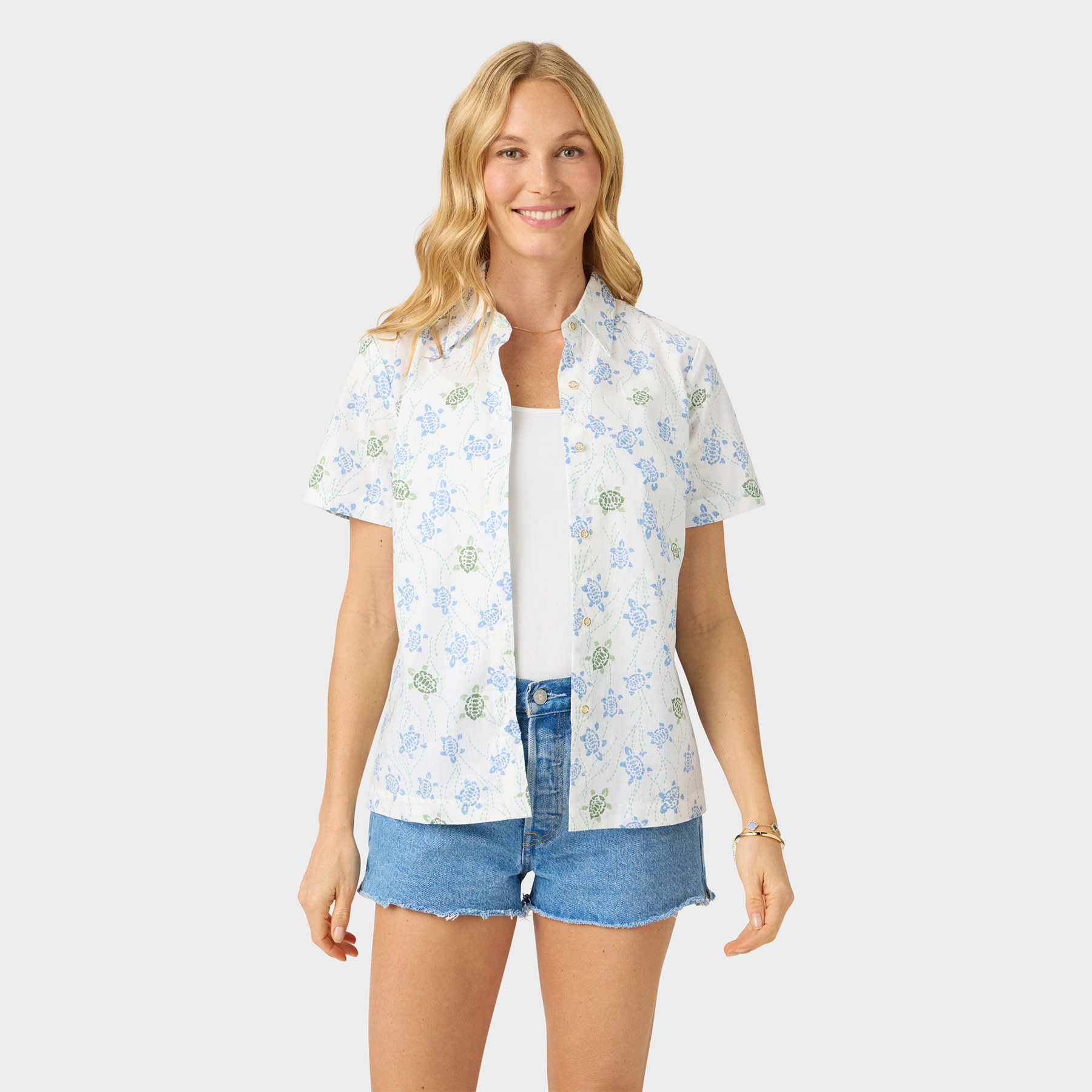 Reyn Spooner HONU HOLOHOLO ABBY TOP in WHITE