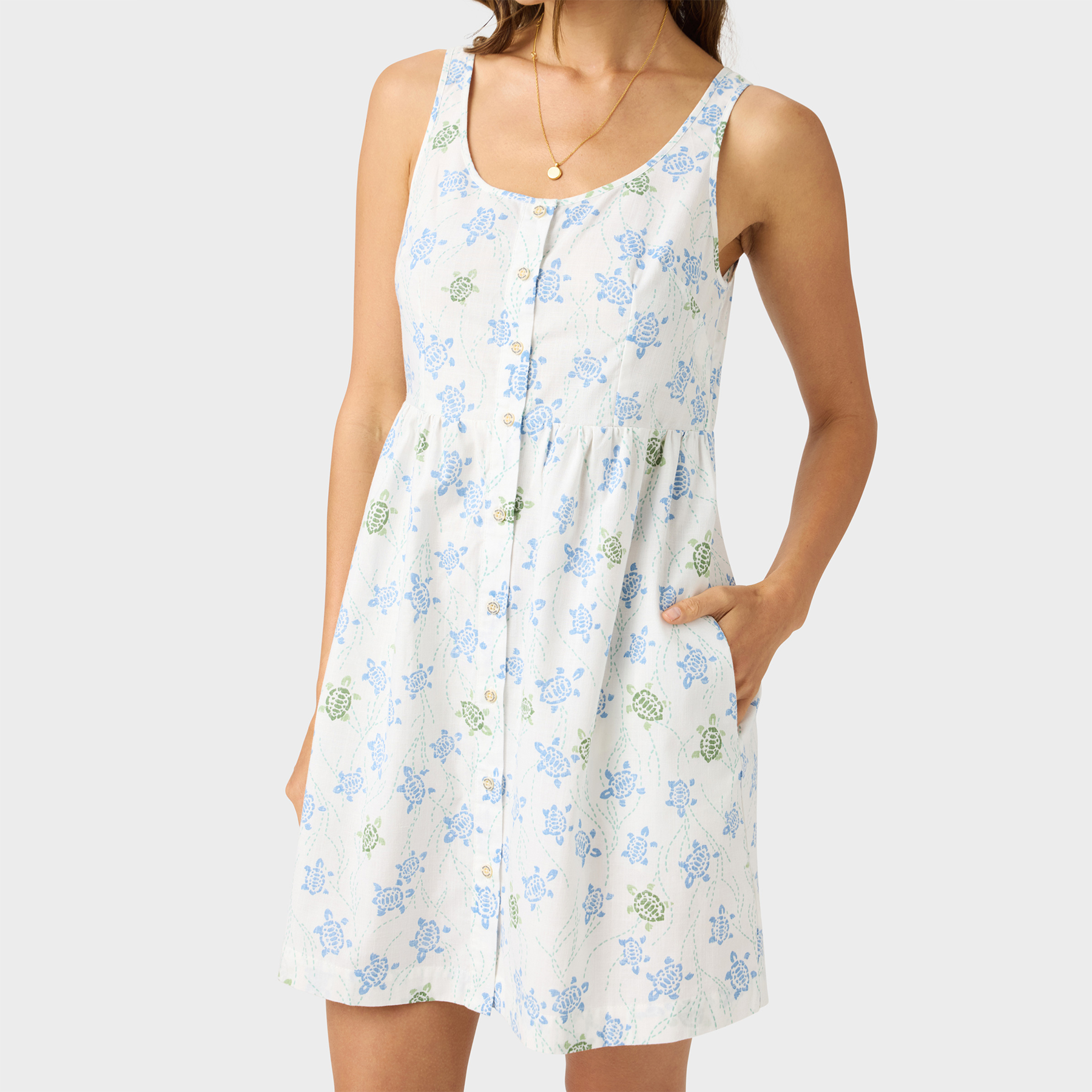 Reyn Spooner HONU HOLOHOLO ERIN DRESS in WHITE
