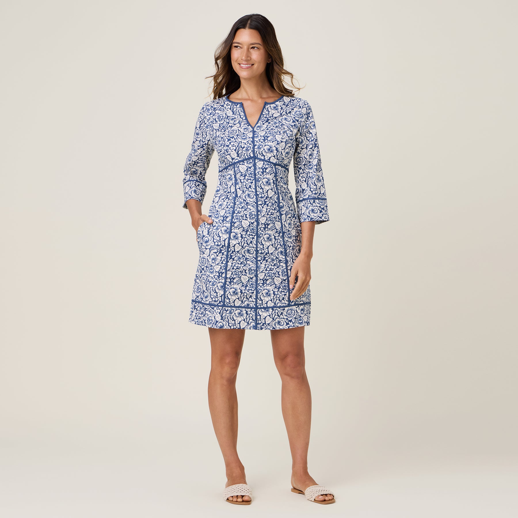 Reyn Spooner ISLAND BISCUS AYLA DRESS in INSIGNIA BLUE