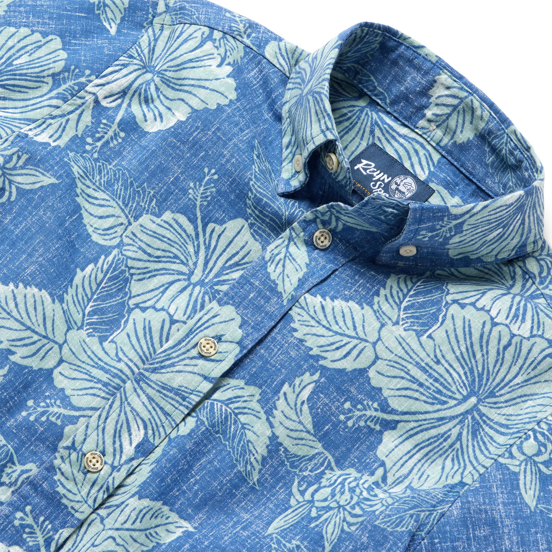 Reyn Spooner ALOHA BISCUS YOUTH SHIRT in BLUE HORIZON