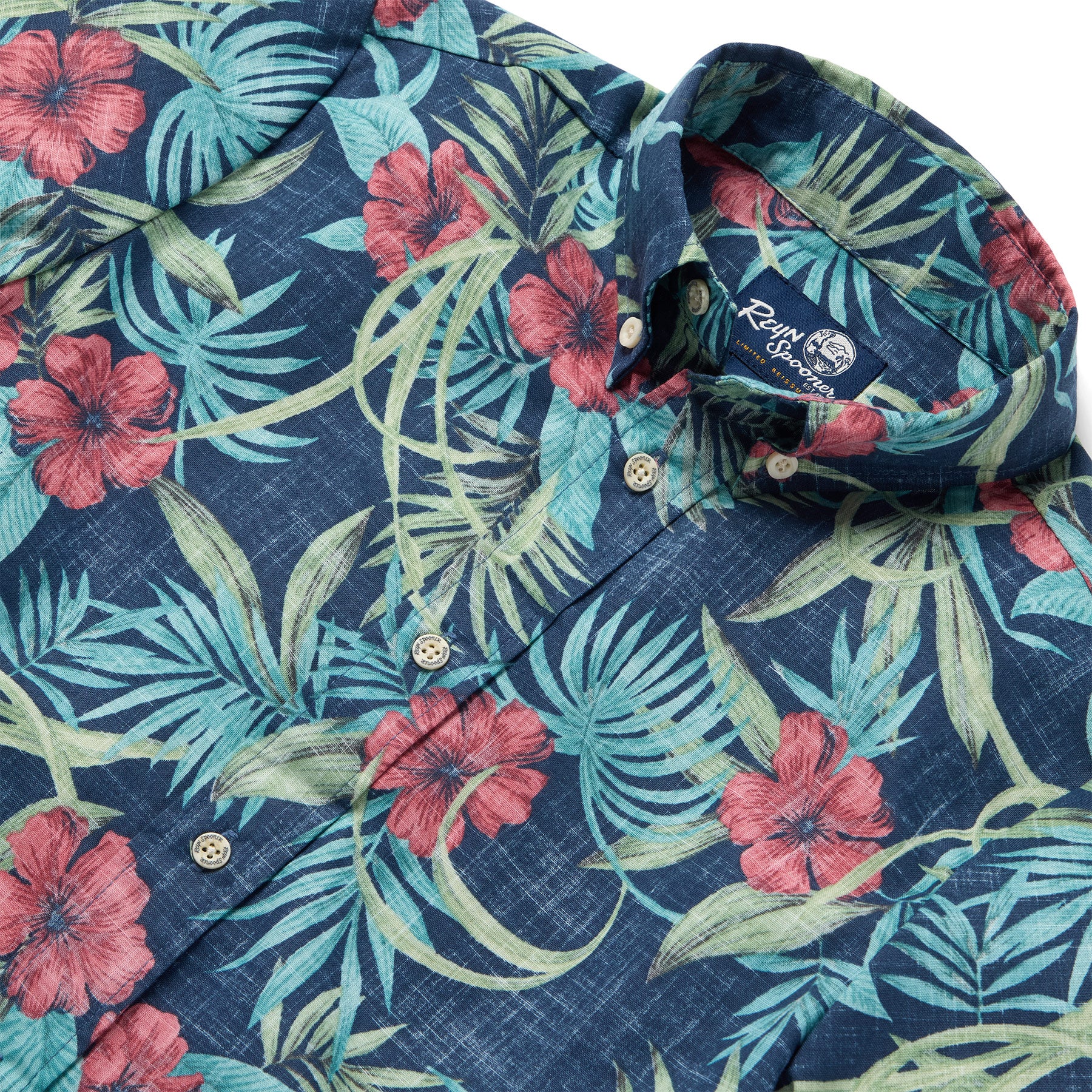 Reyn Spooner PALM FLORAL YOUTH SHIRT in NAVY
