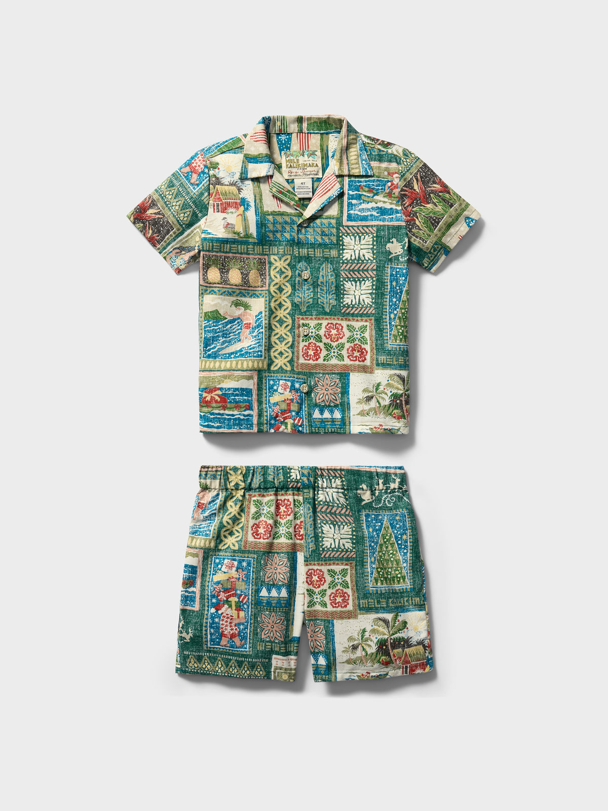 Reyn Spooner HAWAIIAN CHRISTMAS 2026 TODDLER CABANA SET in GREEN