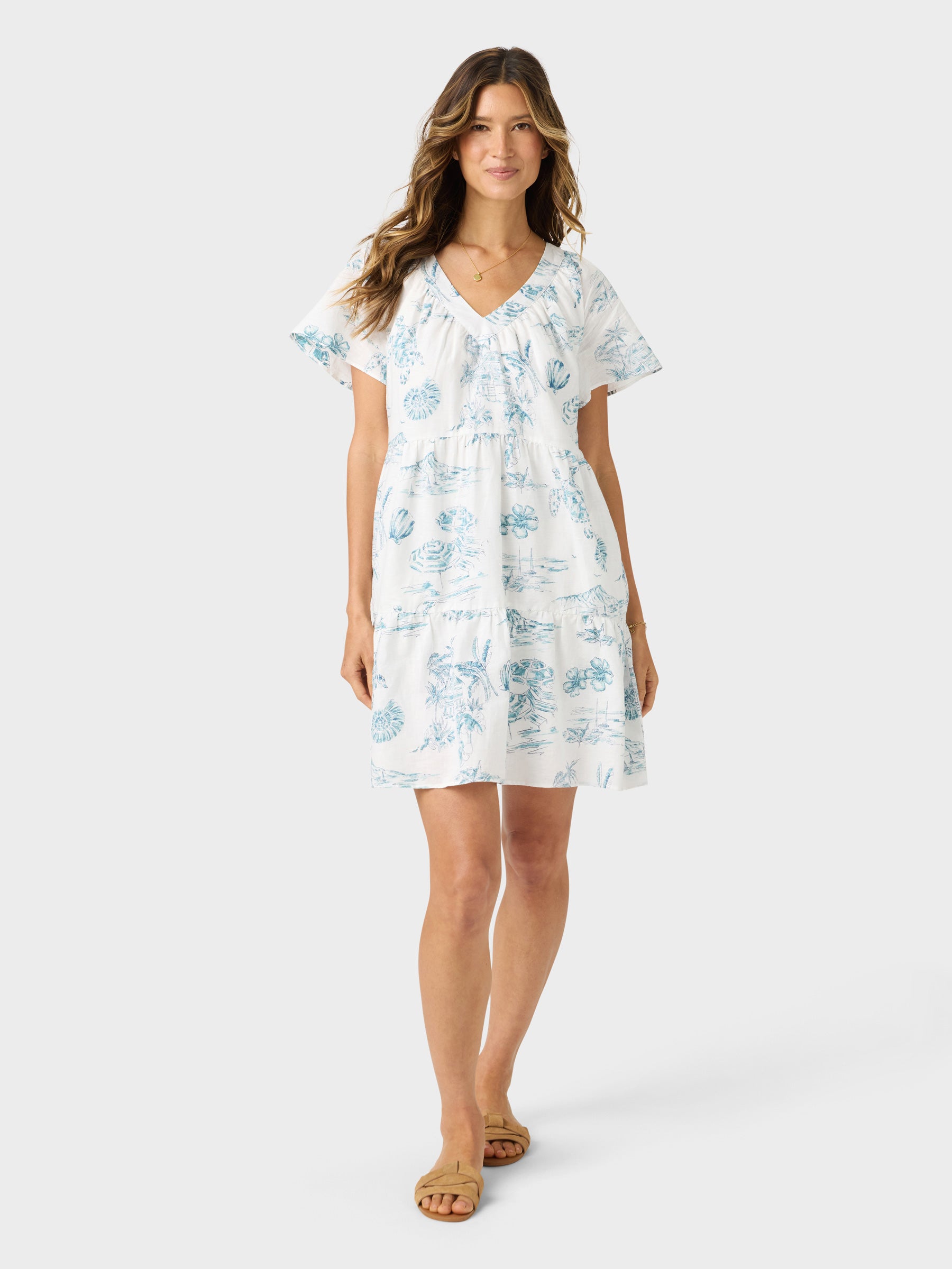 Reyn Spooner LAZY LAGOON SUMMER DRESS in WHITE
