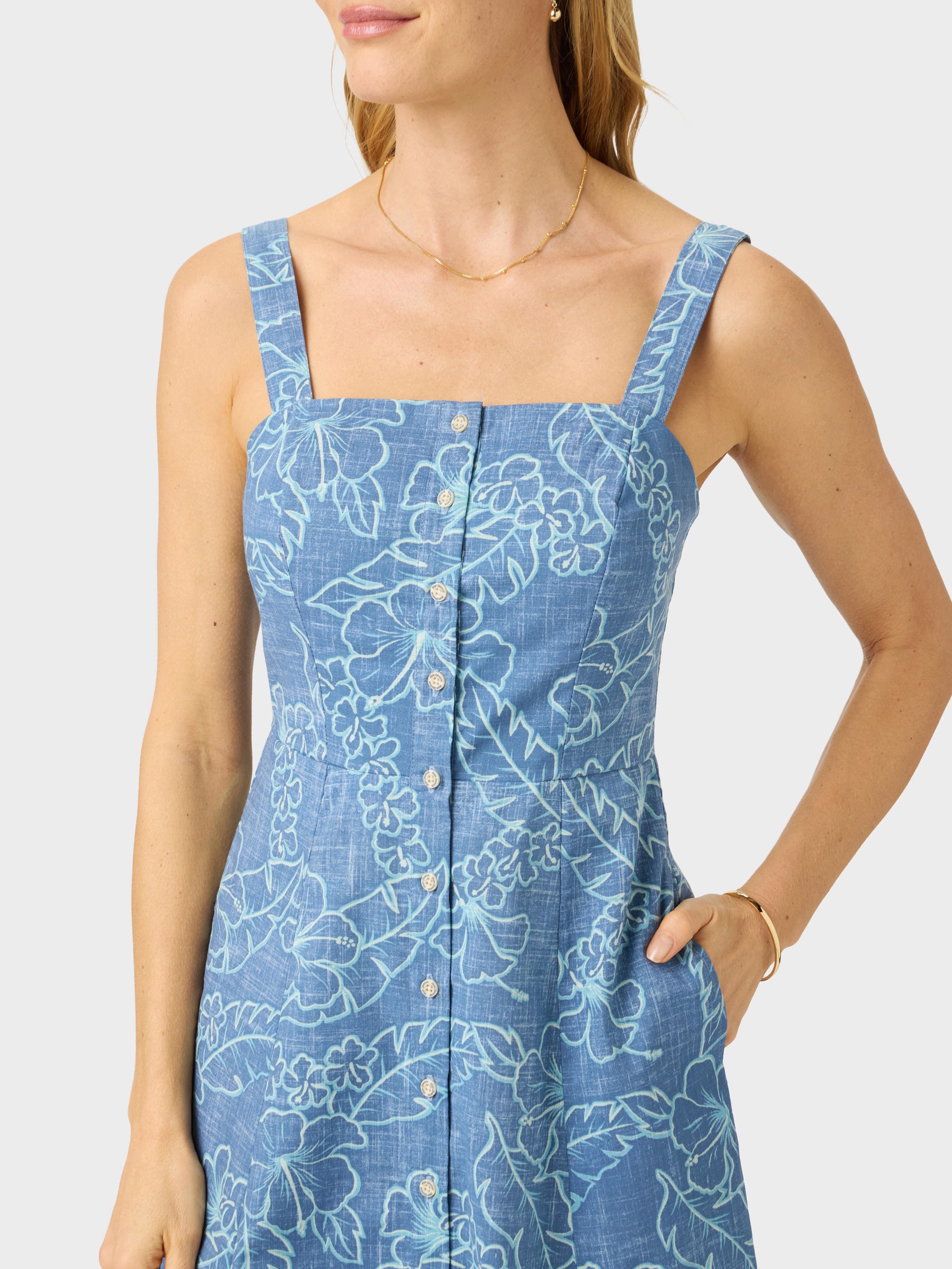 Reyn Spooner LEI LOW RILEY DRESS in HORIZON BLUE