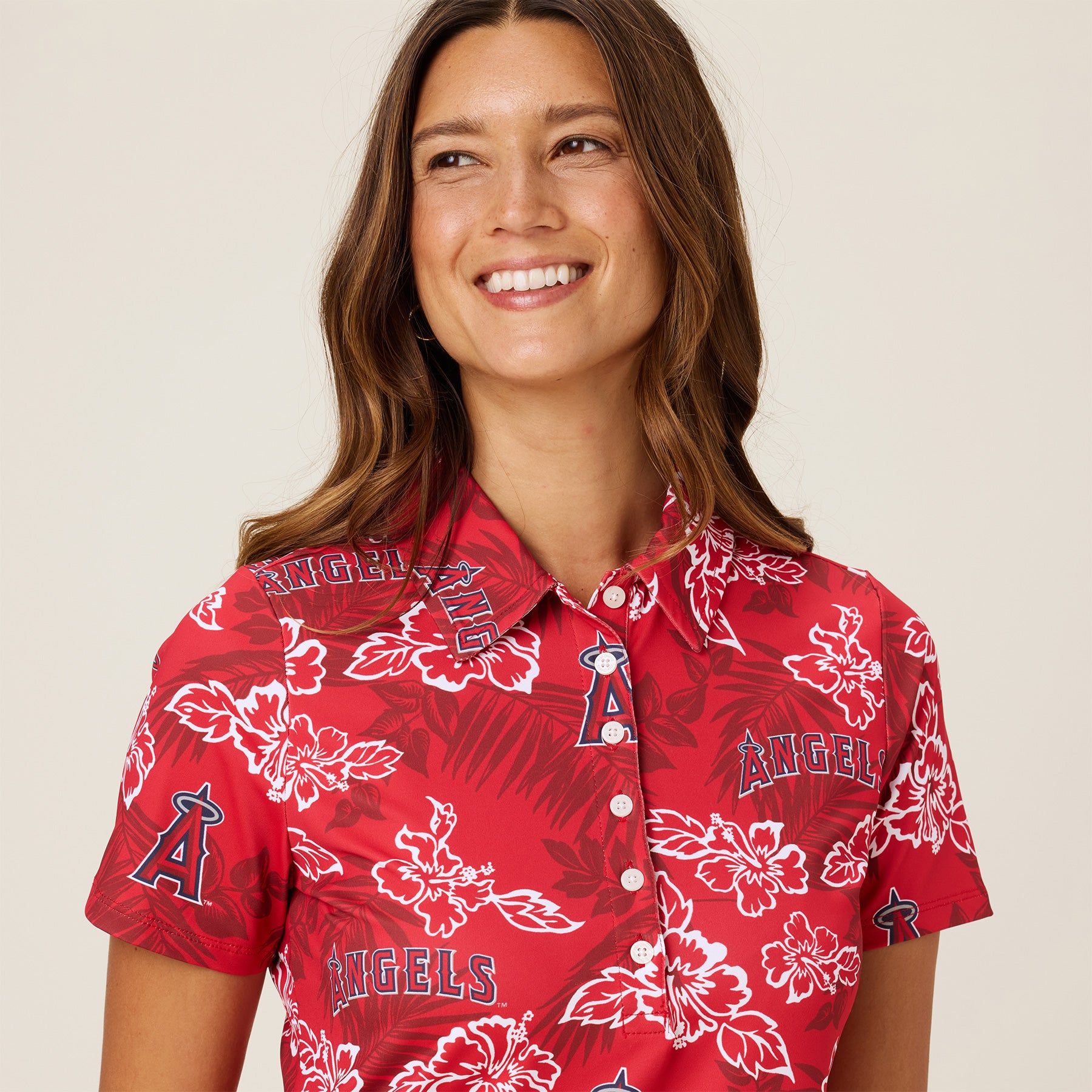 Reyn Spooner WOMEN'S LOS ANGELES ANGELS PUA PERFORMANCE POLO in RED