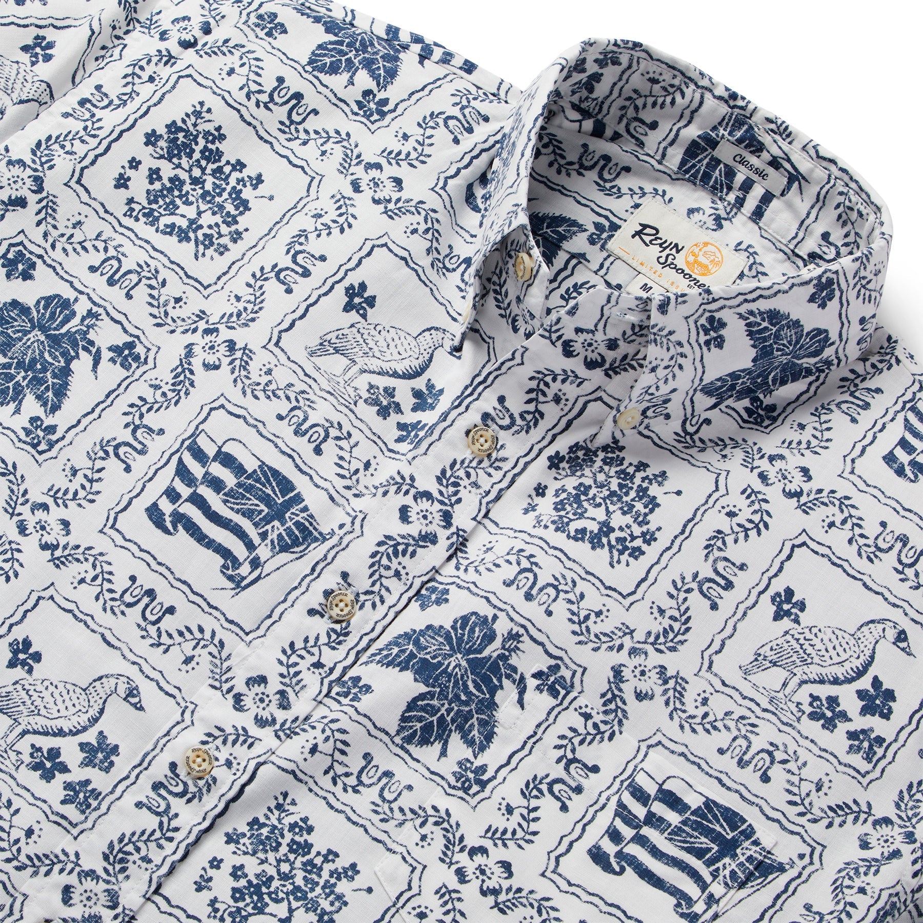 Reyn Spooner LAHAINA SAILOR ARCHIVE CLASSIC BUTTON FRONT in WHITE