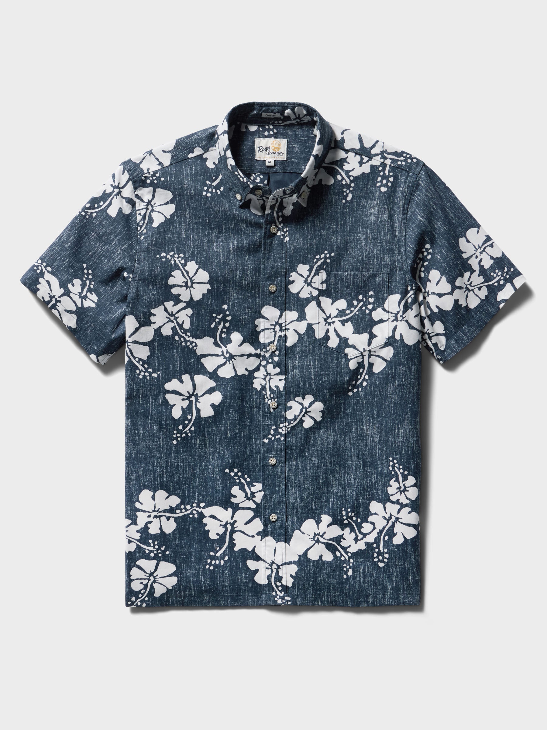 Reyn Spooner 50TH STATE FLOWER BUTTON FRONT in NAVY