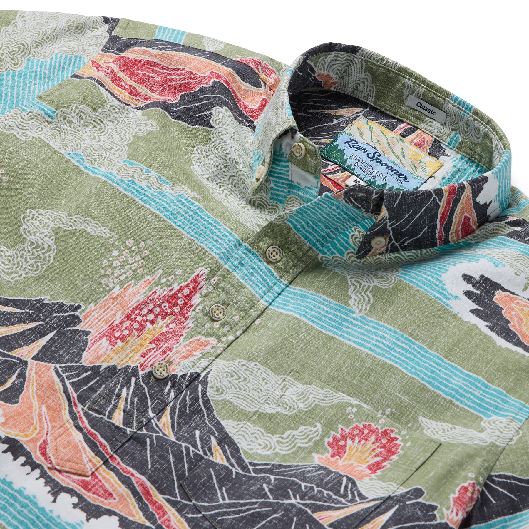 Reyn Spooner VOLCANOES NATIONAL PARK PULLOVER in OLIVE