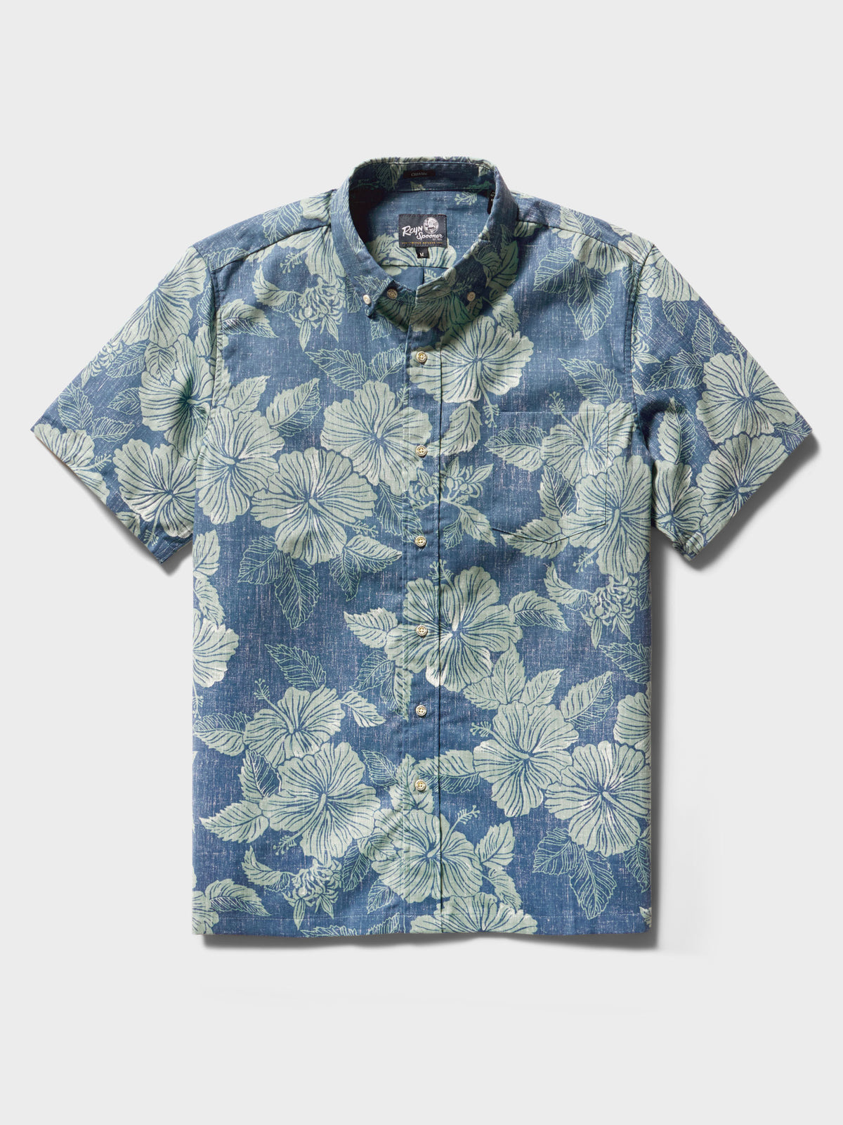 Reyn Spooner ALOHA BISCUS BUTTON FRONT in BLUE HORIZON