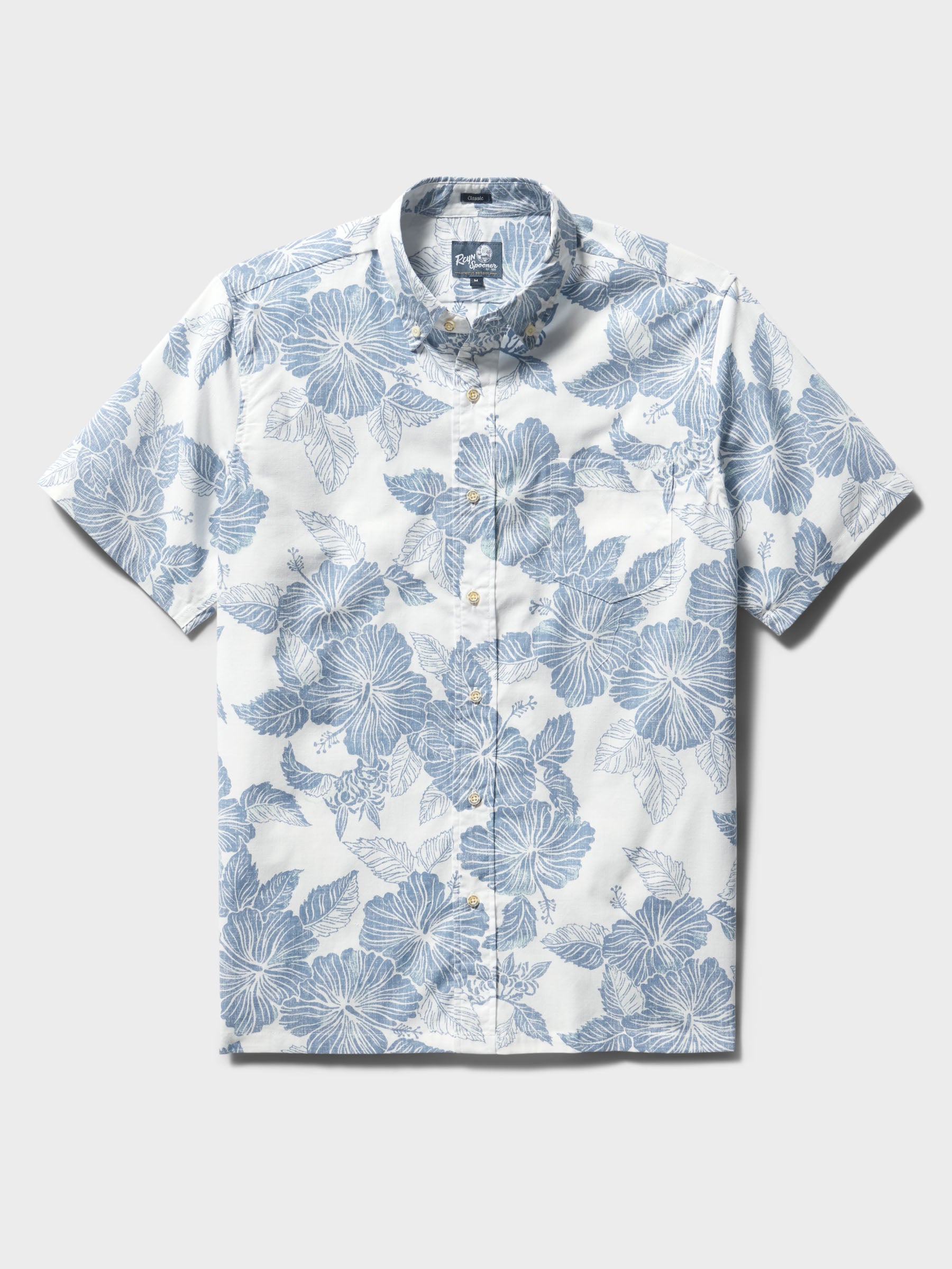 Reyn Spooner ALOHA BISCUS BUTTON FRONT in WHITE