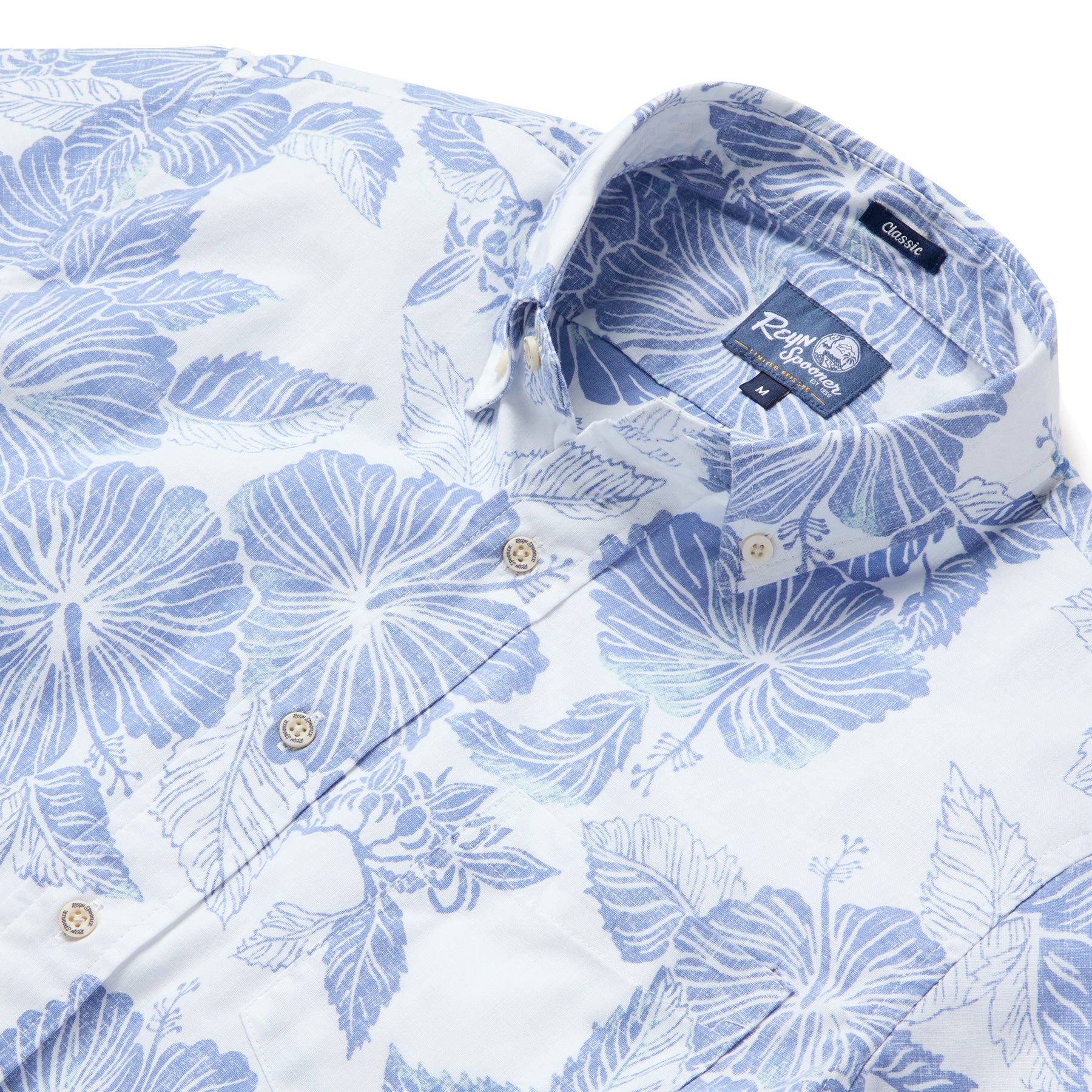 Reyn Spooner ALOHA BISCUS BUTTON FRONT in WHITE