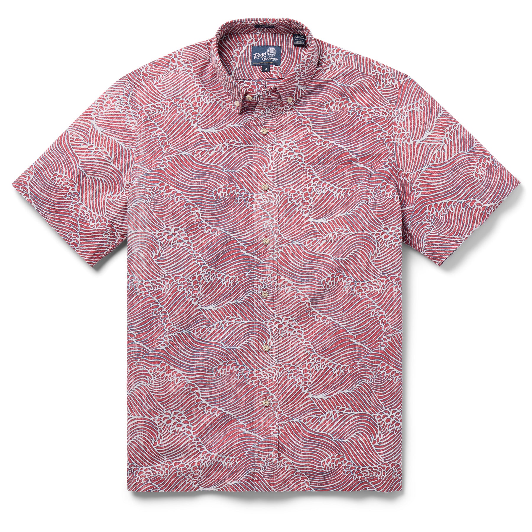 Reyn Spooner MOLOKAI CHANNEL BUTTON FRONT in RED