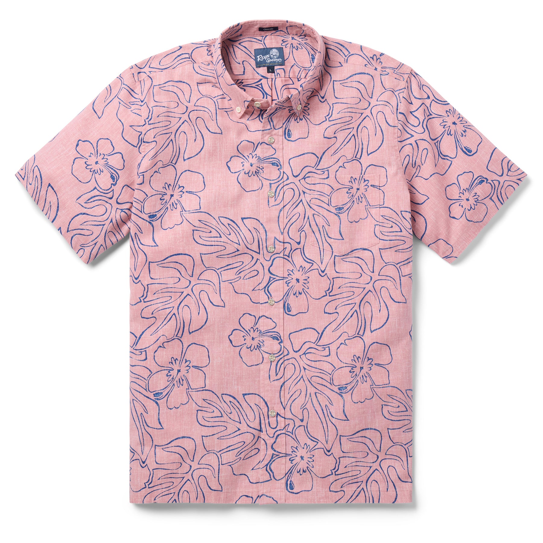 Reyn Spooner MONSTERA INK BUTTON FRONT in PINK