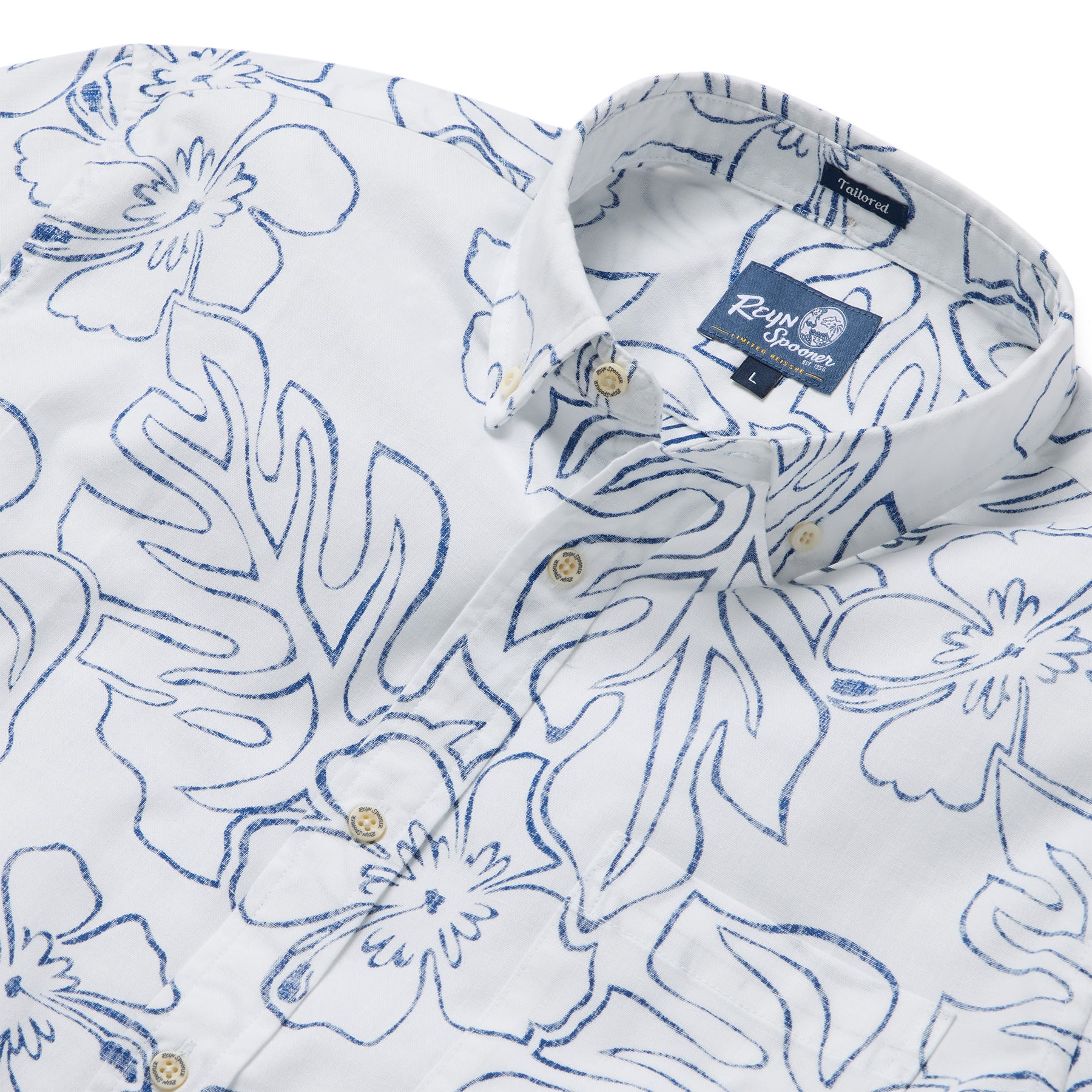 Reyn Spooner MONSTERA INK TAILORED in WHITE