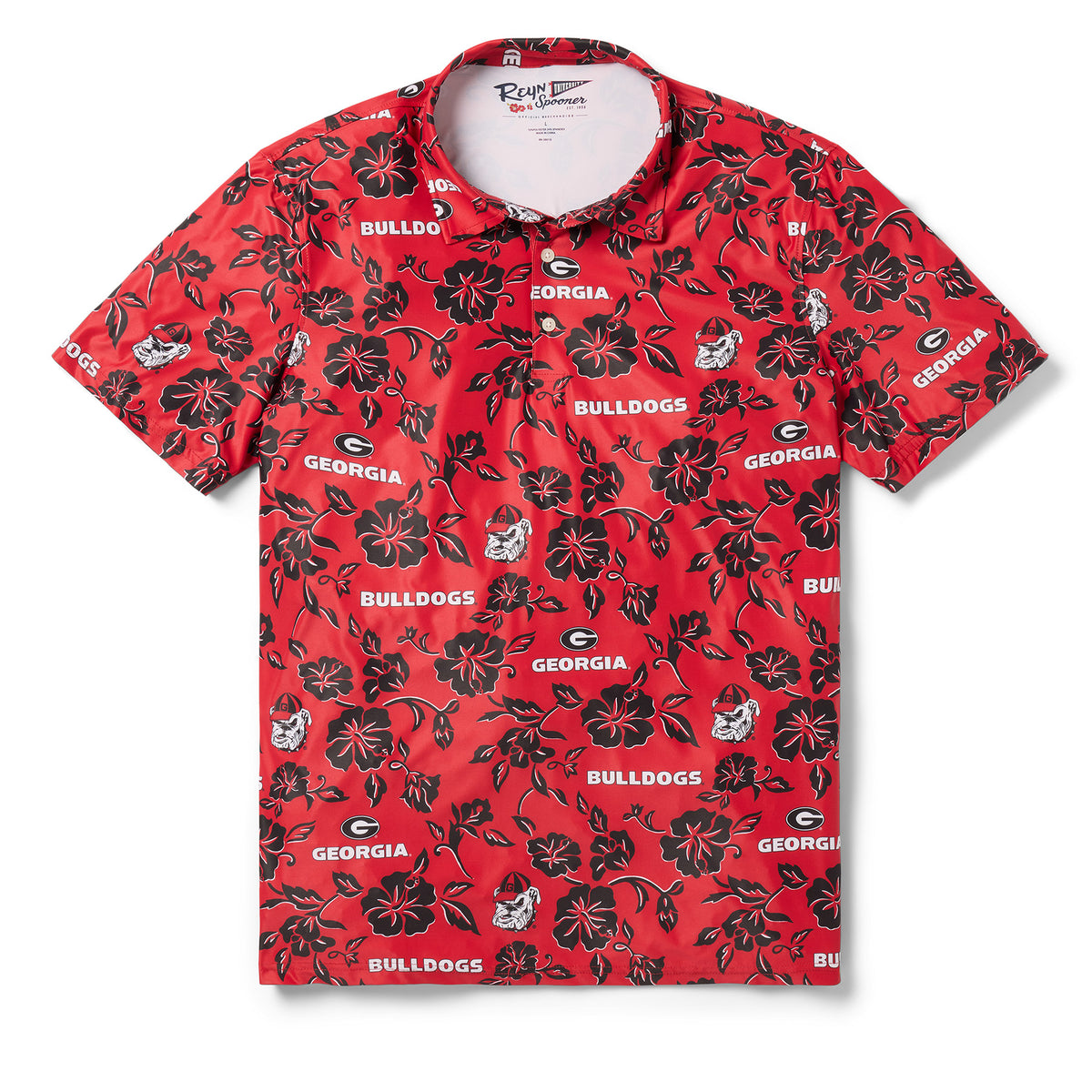 Trotter Street Kids Boys Henry Game Day Polo Shirt - Red Stripes - UGA Georgia