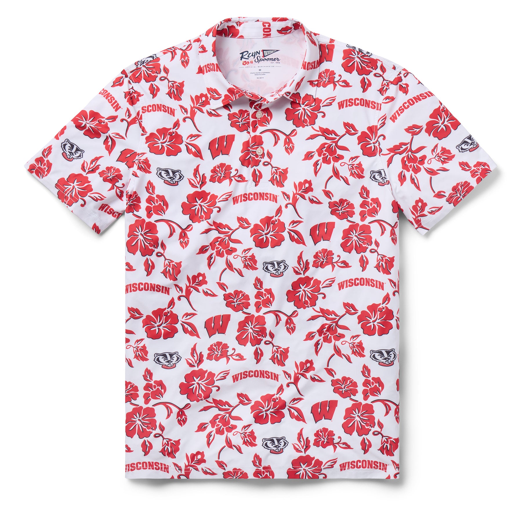Reyn Spooner UNIVERSITY OF WISCONSIN PUA PERFORMANCE POLO in WHITE