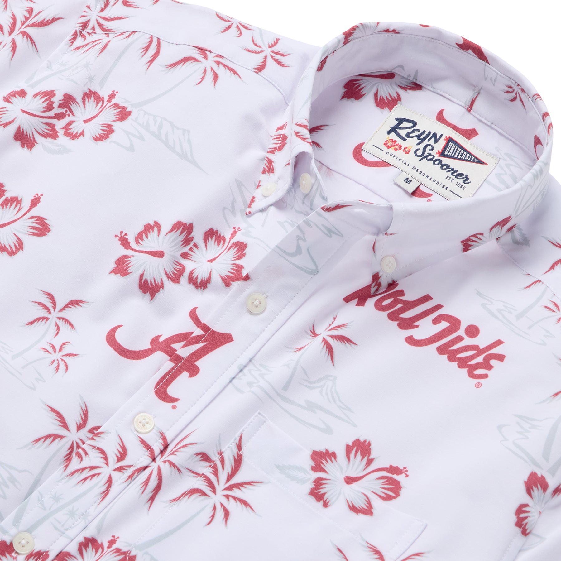 Reyn Spooner UNIVERSITY OF ALABAMA KEKAI PERFORMANCE BUTTON FRONT in WHITE