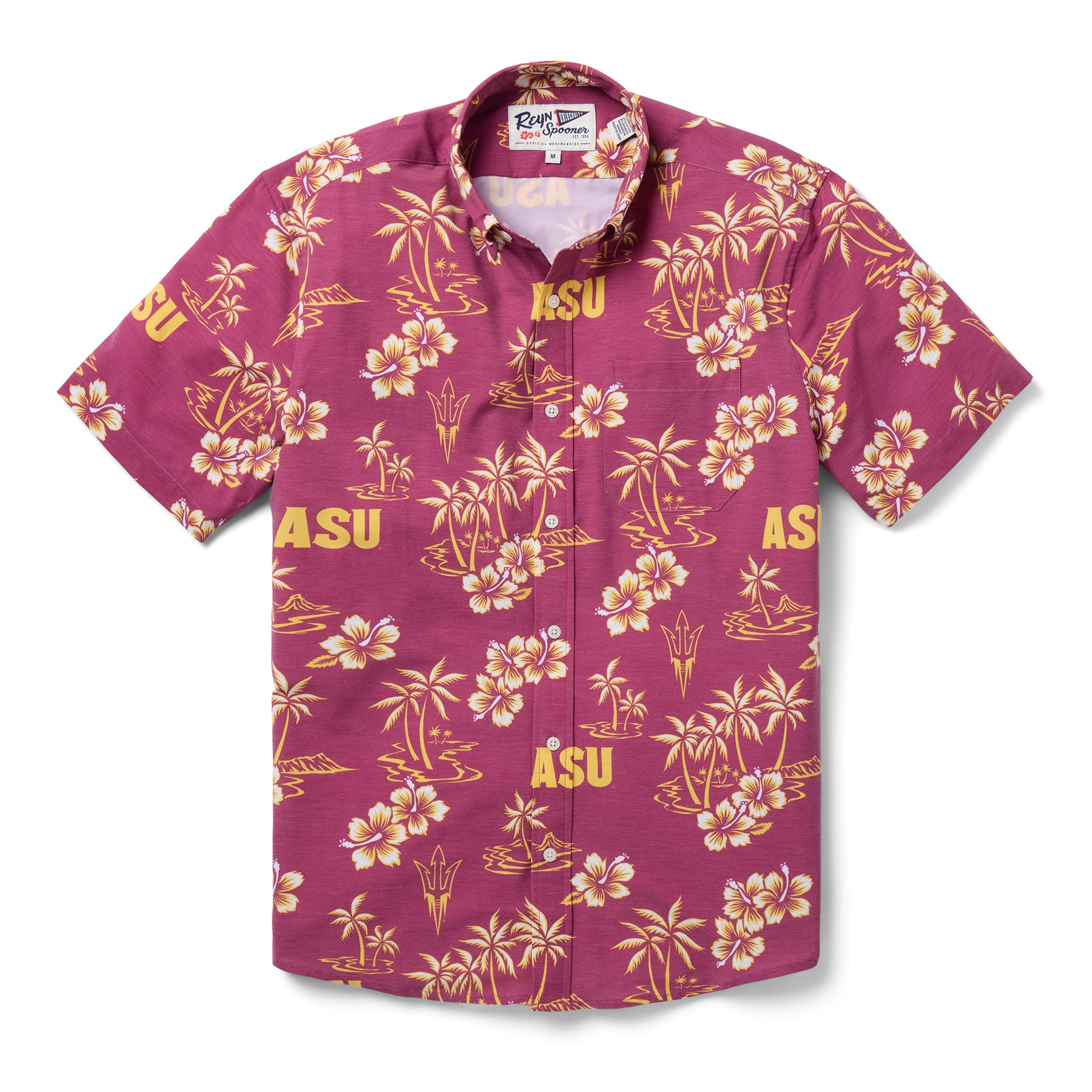 Reyn Spooner ARIZONA STATE UNIVERSITY KEKAI PERFORMANCE BUTTON FRONT in MAROON