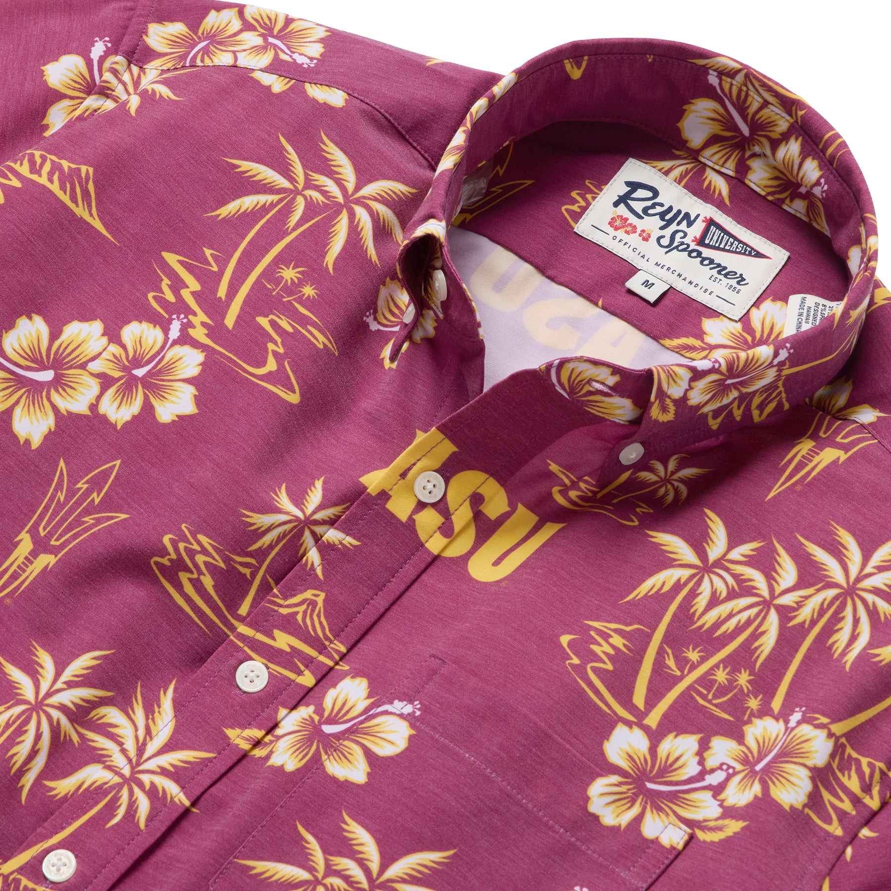 Reyn Spooner ARIZONA STATE UNIVERSITY KEKAI PERFORMANCE BUTTON FRONT in MAROON