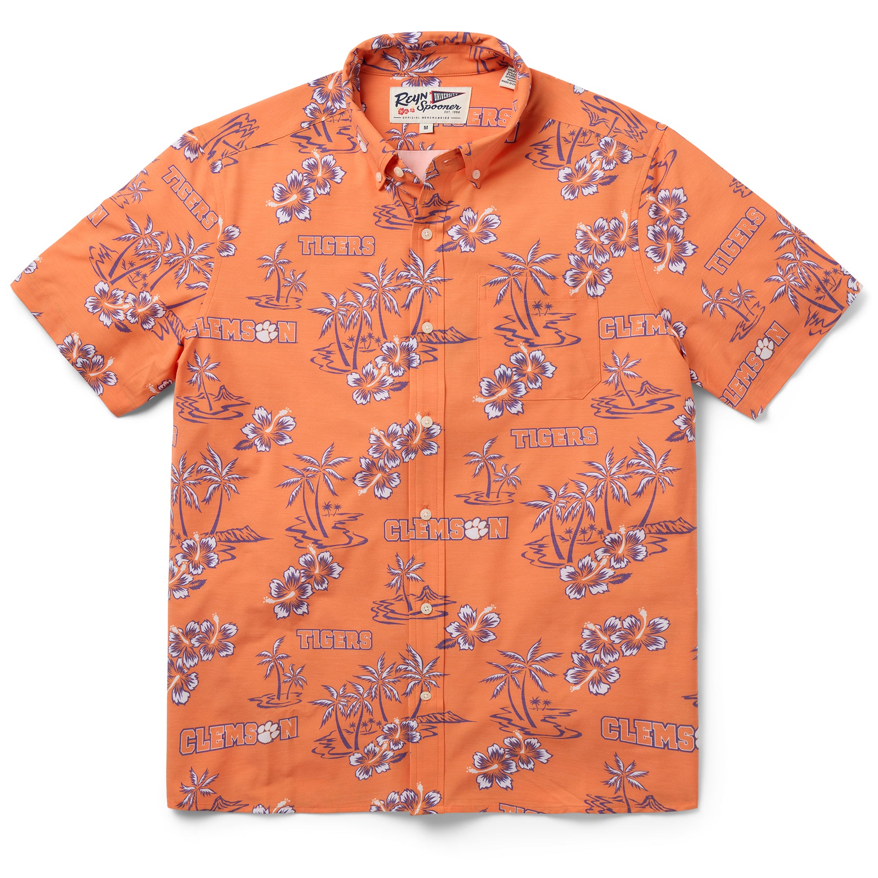 Reyn Spooner CLEMSON UNIVERSITY GAME DAY PERFORMANCE BUTTON FRONT in ORANGE