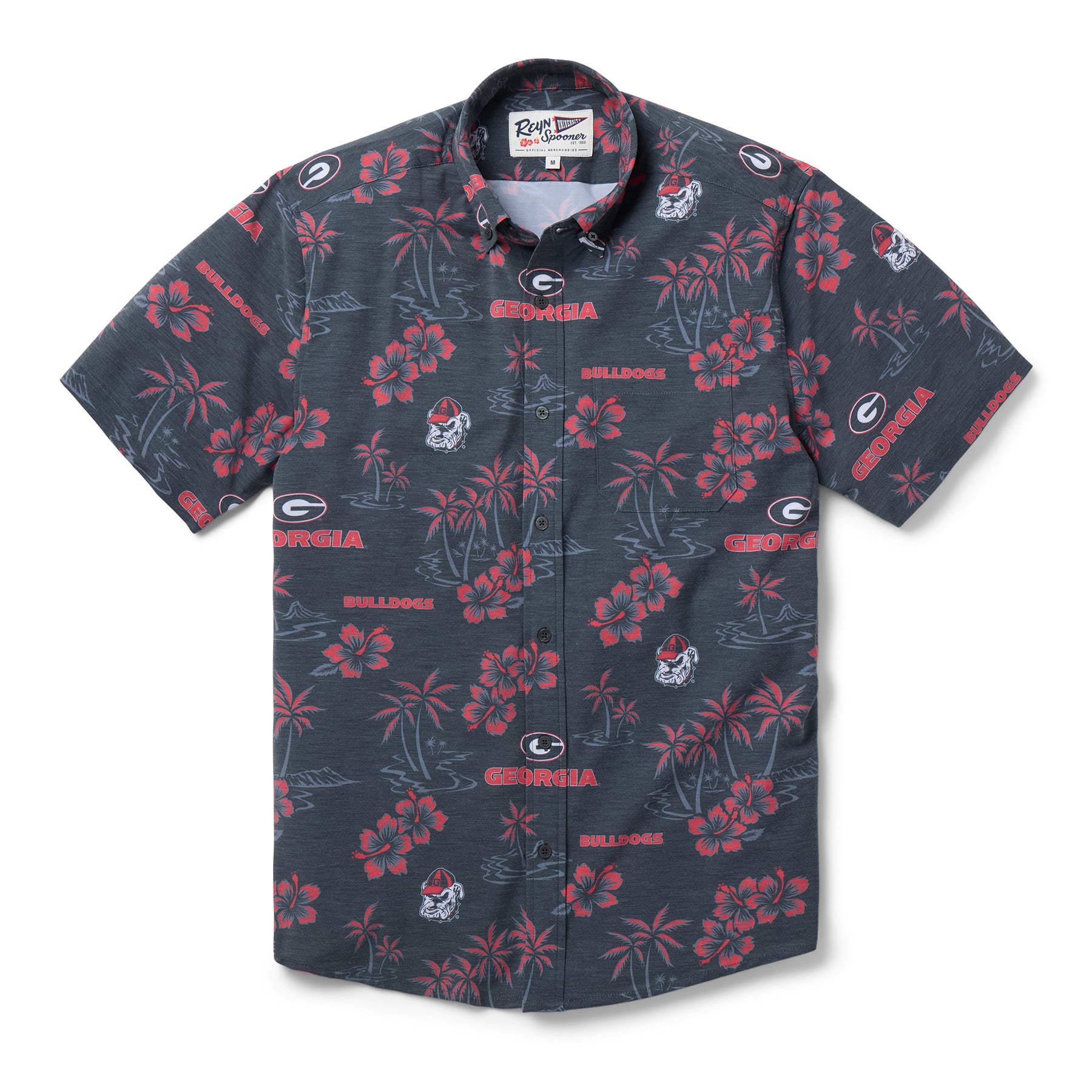 Reyn Spooner UNIVERSITY OF GEORGIA KEKAI PERFORMANCE BUTTON FRONT in BLACK