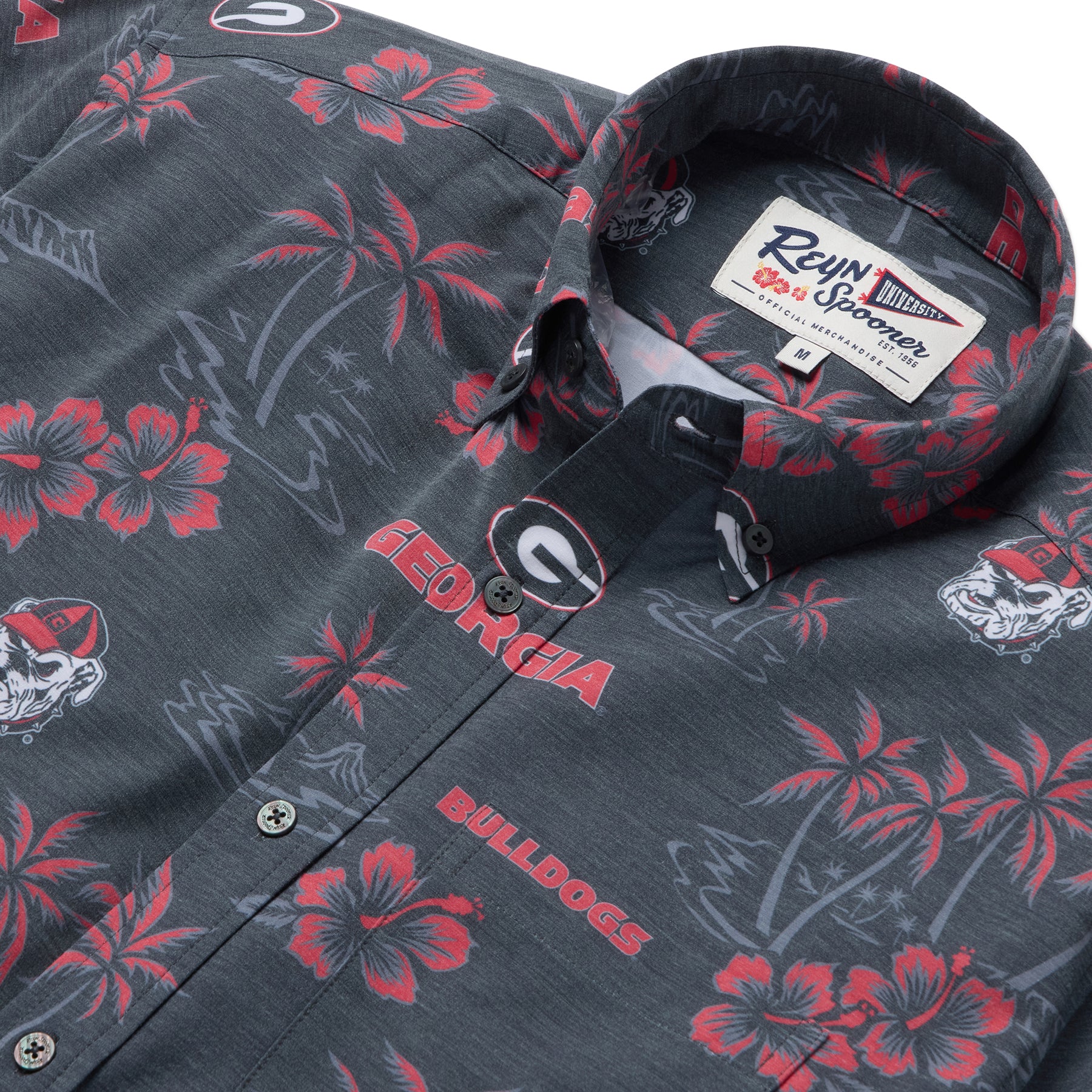 Reyn Spooner UNIVERSITY OF GEORGIA KEKAI PERFORMANCE BUTTON FRONT in BLACK