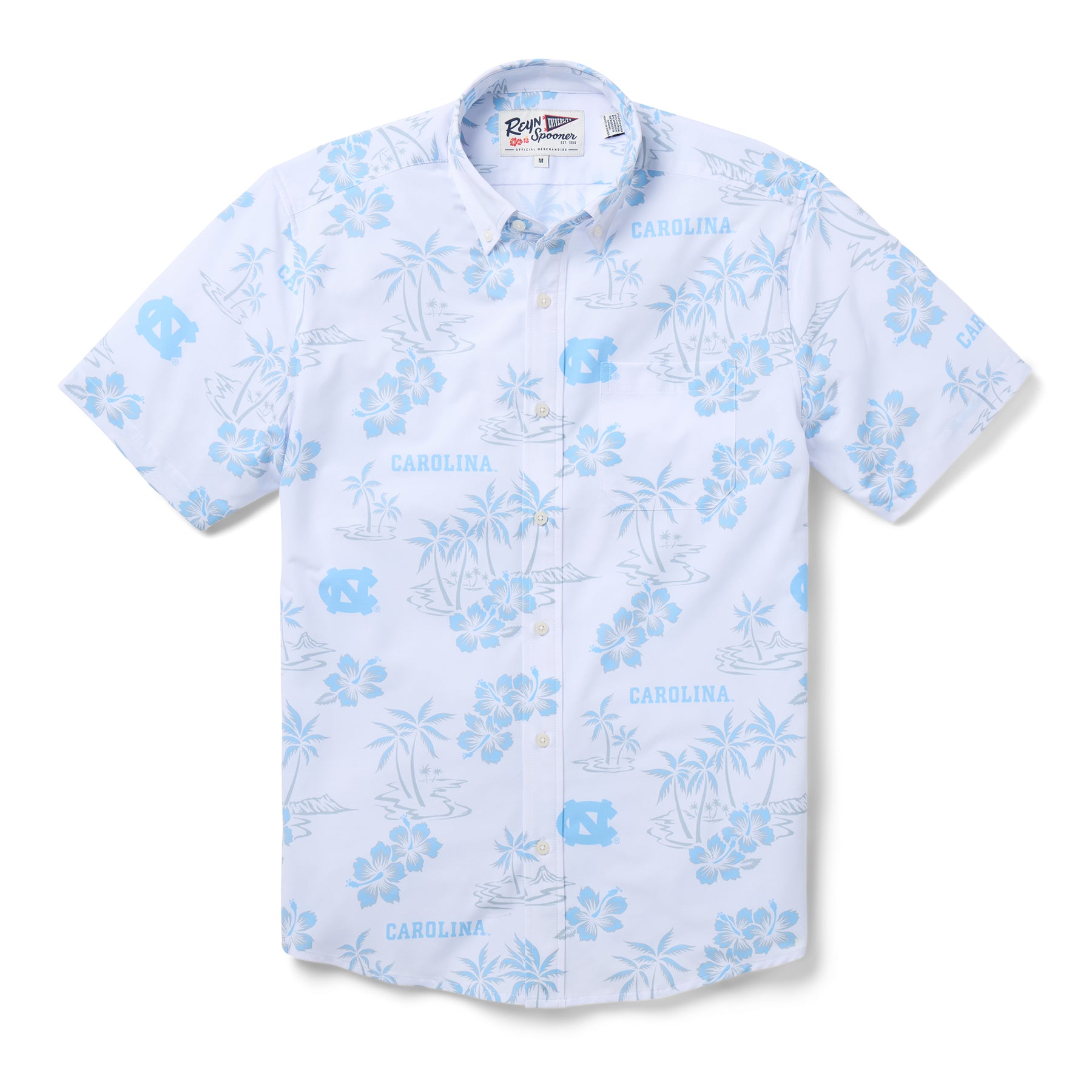 Reyn Spooner UNIVERSITY OF NORTH CAROLINA KEKAI PERFORMANCE BUTTON FRONT in WHITE