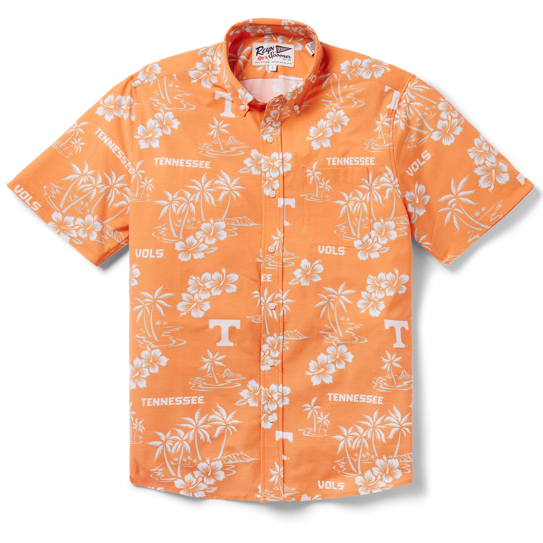 Reyn Spooner UNIVERSITY OF TENNESSEE GAME DAY PERFORMANCE BUTTON FRONT in ORANGE