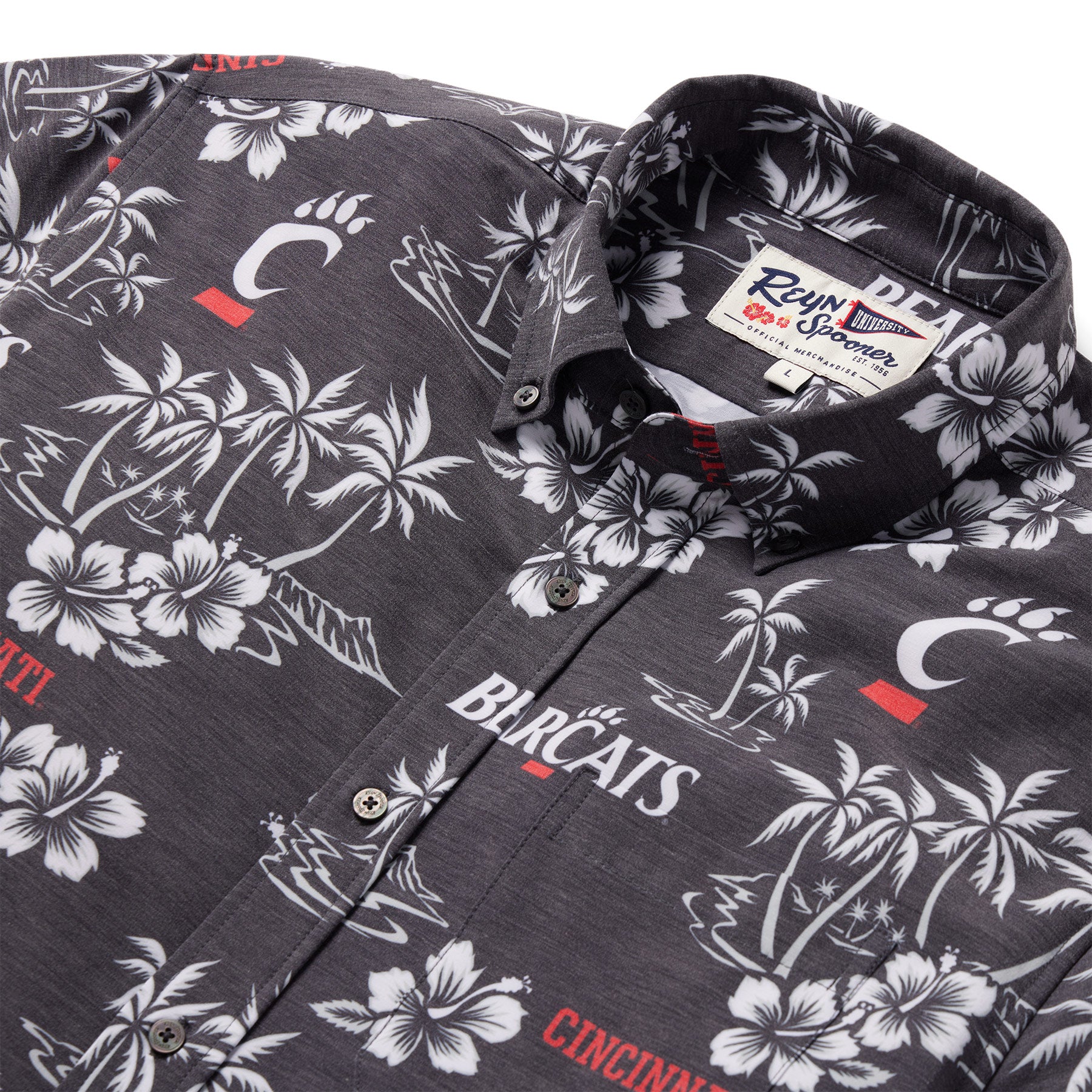 Reyn Spooner UNIVERSITY OF CINCINNATI GAME DAY PERFORMANCE BUTTON FRONT in BLACK